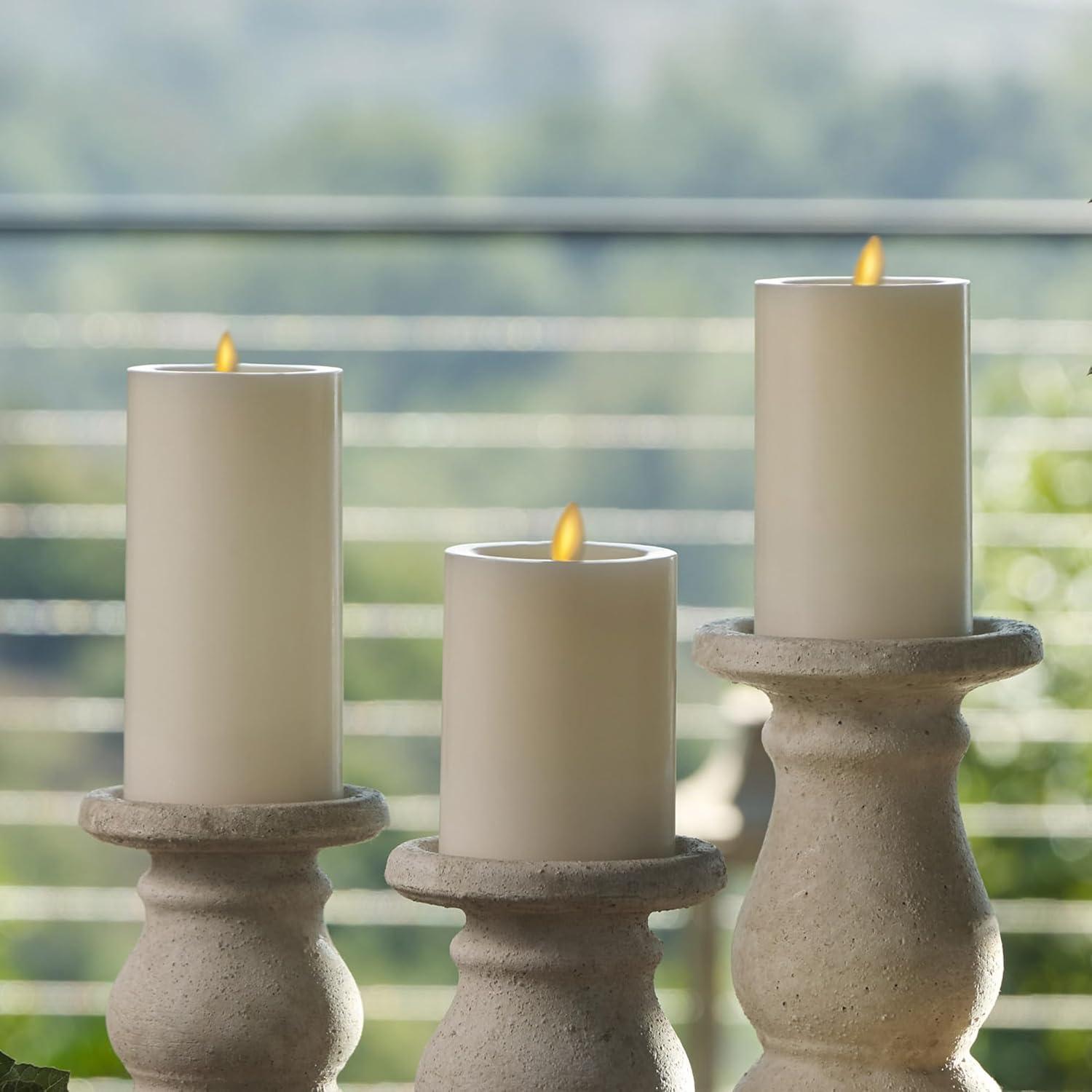 imageLuminara  Flameless LED Battery Operated Flickering Pillar Candles  Pearl Ivory  Pack of 13x65  Realistic Moving Flame Real Wax IndoorOutdoor3 x 55