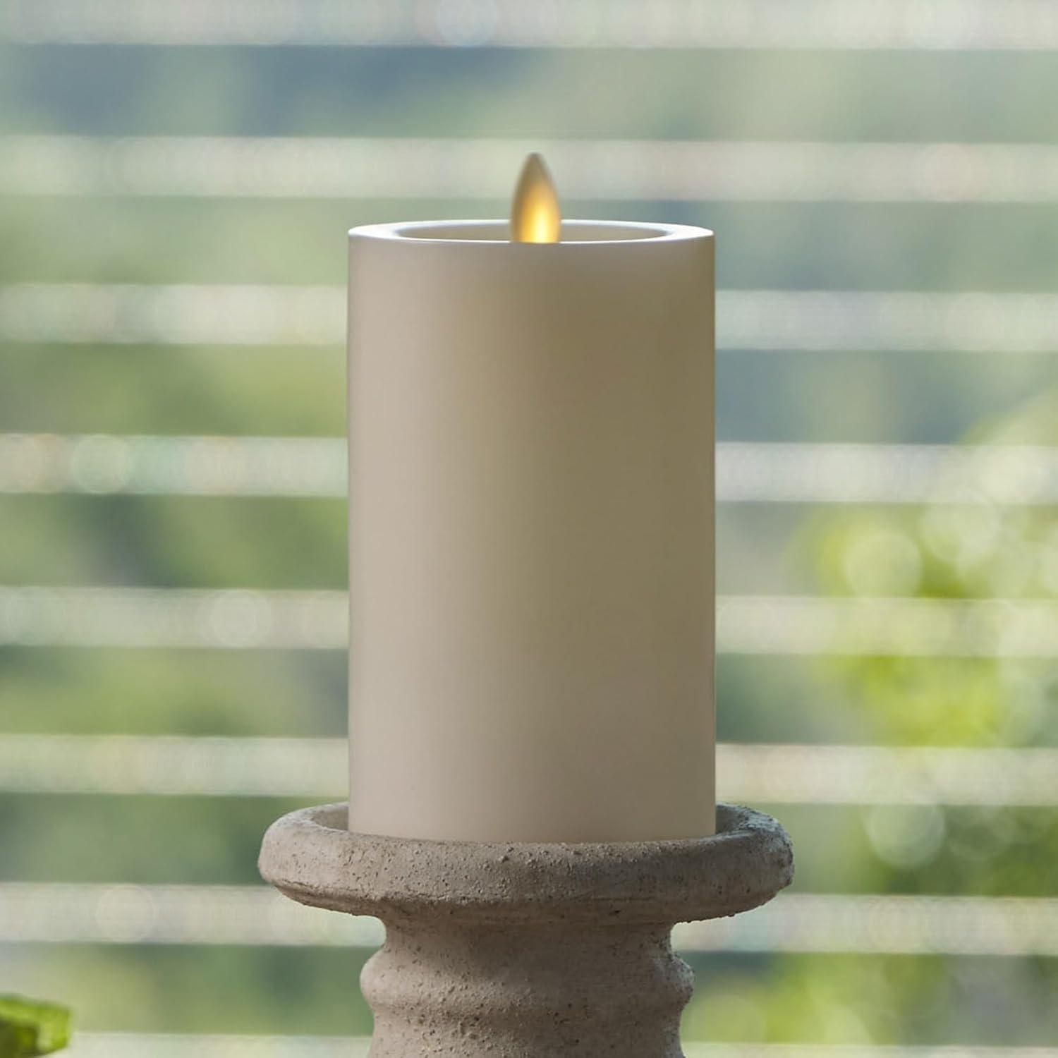 imageLuminara  Flameless LED Battery Operated Flickering Pillar Candles  Pearl Ivory  Pack of 13x65  Realistic Moving Flame Real Wax IndoorOutdoor3 x 55