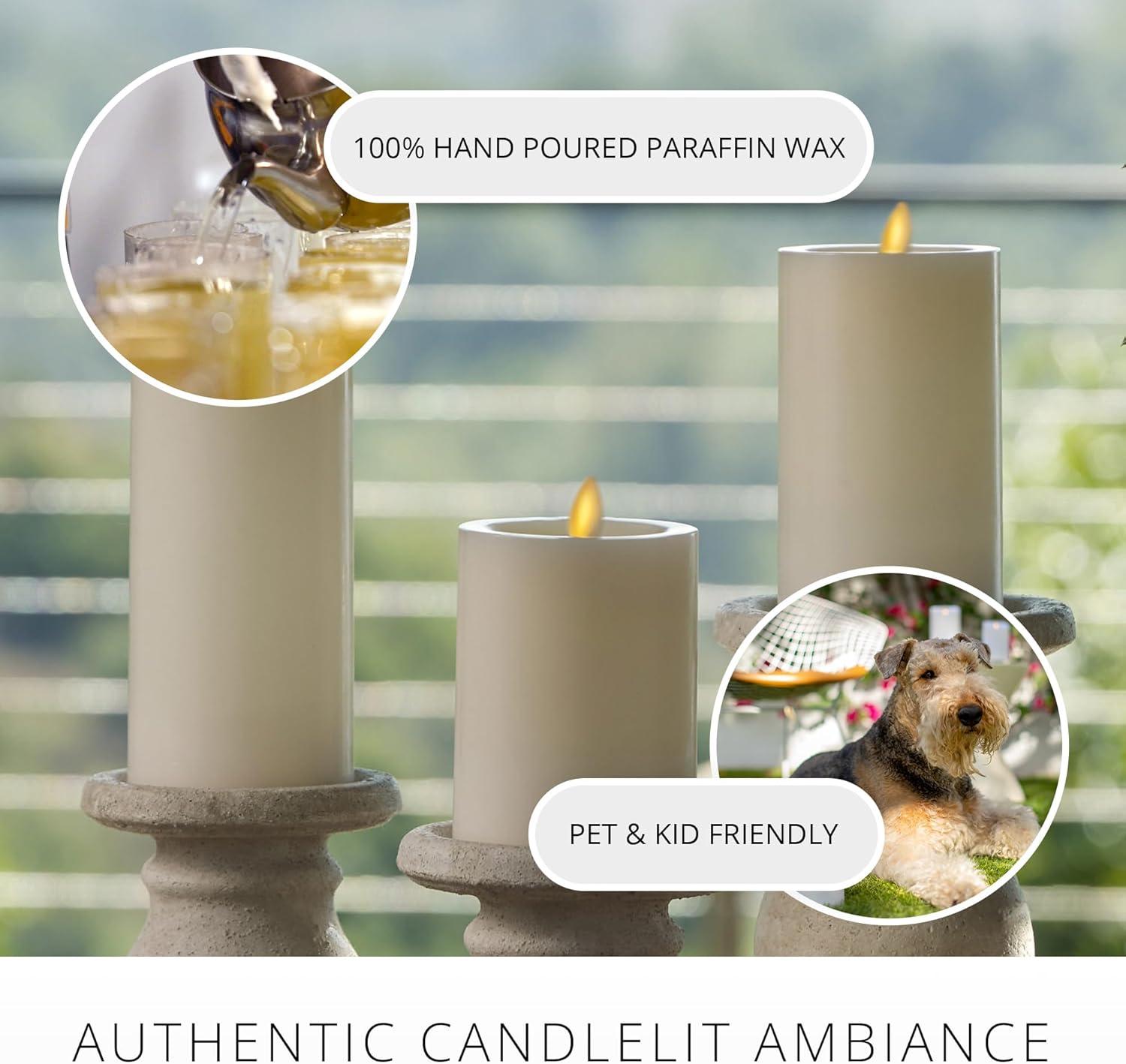 imageLuminara  Flameless LED Battery Operated Flickering Pillar Candles  Pearl Ivory  Pack of 13x65  Realistic Moving Flame Real Wax IndoorOutdoor3 x 55