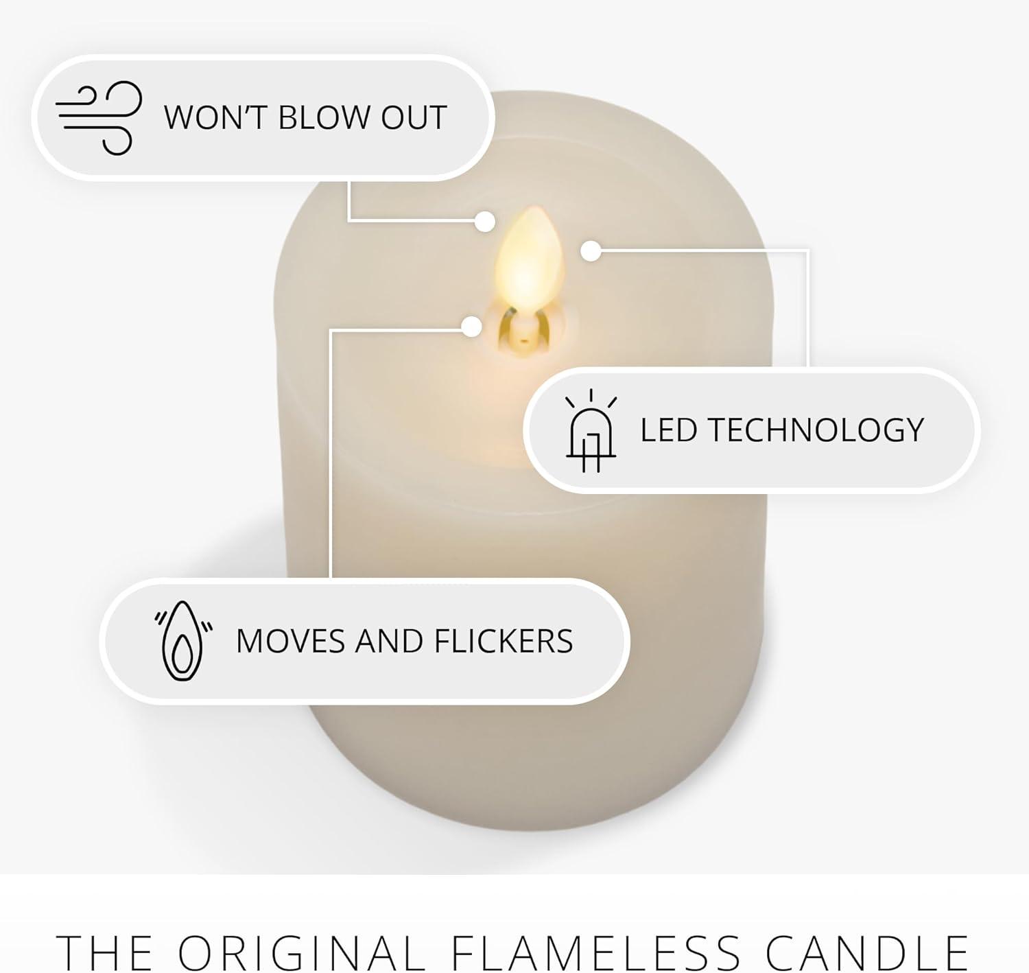 imageLuminara  Flameless LED Battery Operated Flickering Pillar Candles  Pearl Ivory  Pack of 13x65  Realistic Moving Flame Real Wax IndoorOutdoor3 x 65