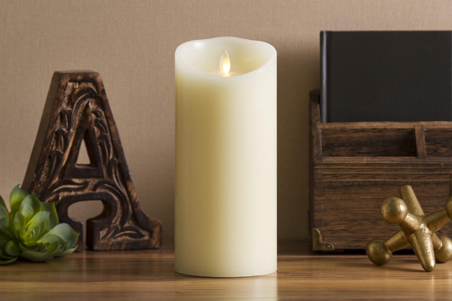 imageLuminara  Flameless LED Battery Operated Flickering Pillar Candles  White  Pack of 13x45  Realistic Moving Flame Real Wax IndoorOutdoor DecorIvory