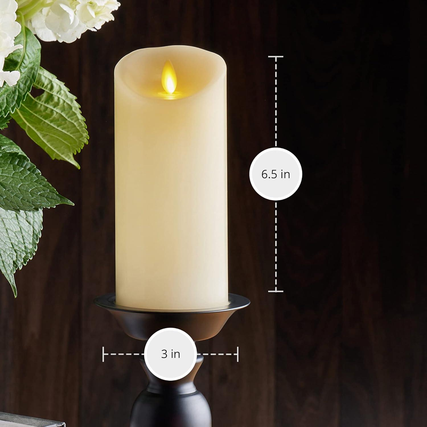 imageLuminara  Flameless LED Battery Operated Flickering Pillar Candles  White  Pack of 13x45  Realistic Moving Flame Real Wax IndoorOutdoor DecorIvory