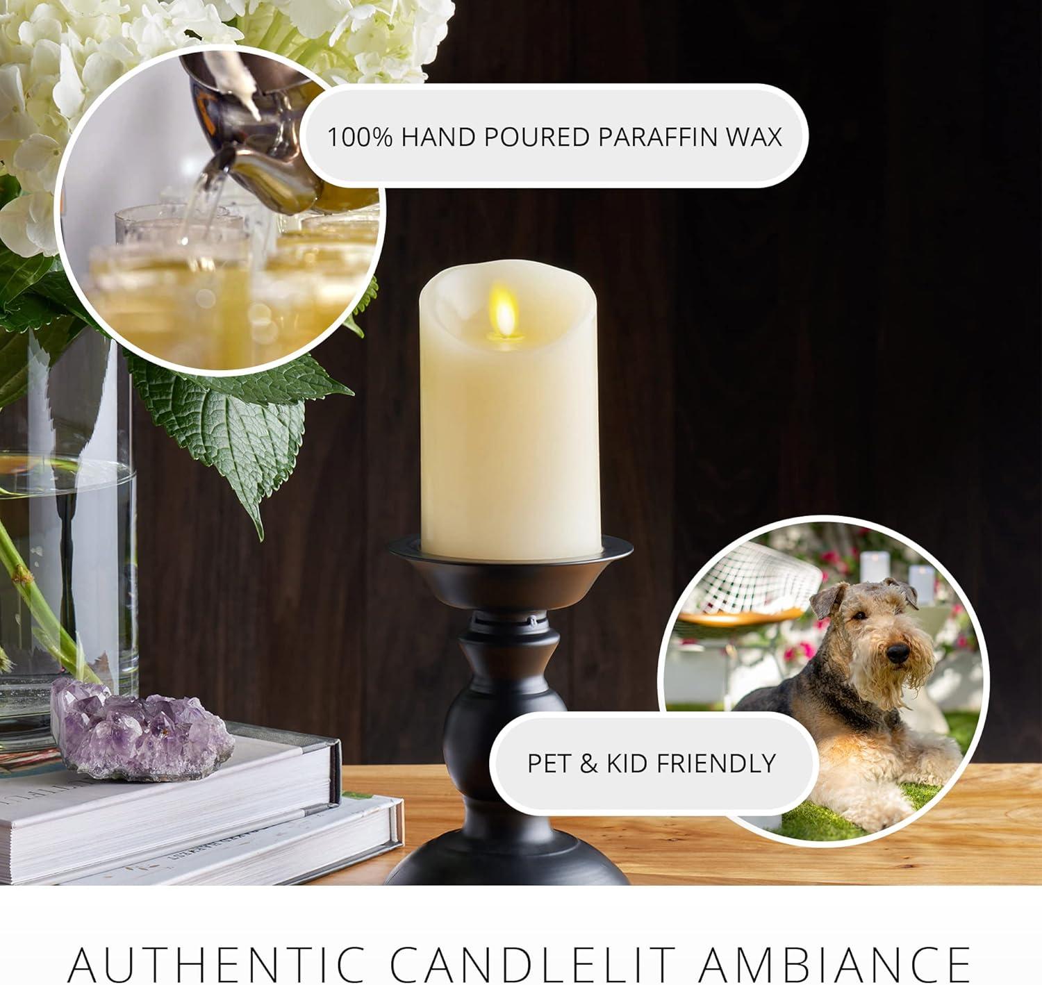 imageLuminara  Flameless LED Battery Operated Flickering Pillar Candles  White  Pack of 13x45  Realistic Moving Flame Real Wax IndoorOutdoor DecorIvory