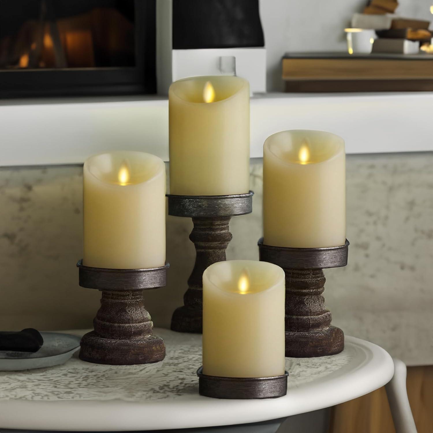 imageLuminara  Flameless LED Battery Operated Flickering Pillar Candles  White  Pack of 13x45  Realistic Moving Flame Real Wax IndoorOutdoor DecorIvory