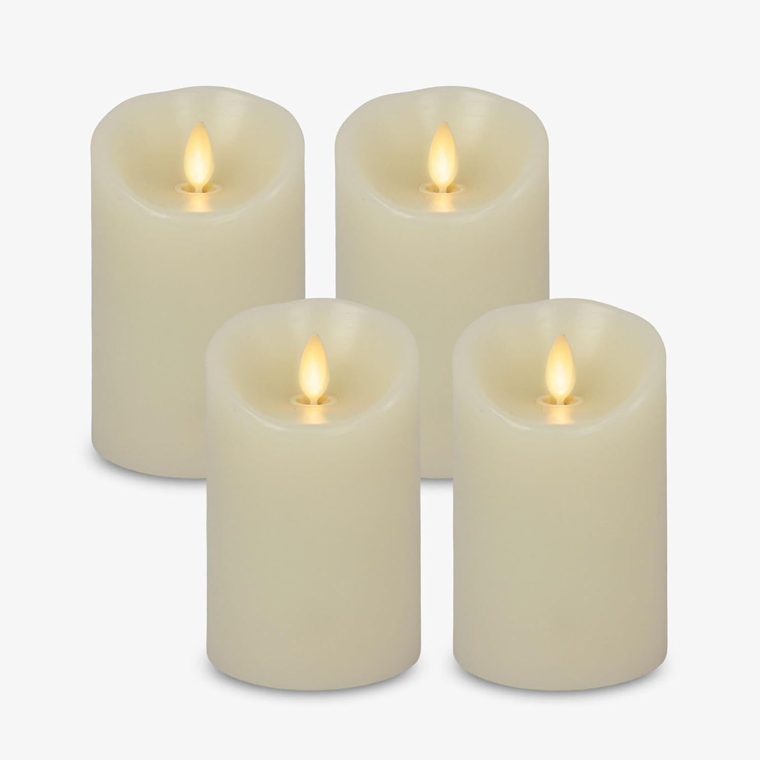 imageLuminara  Flameless LED Battery Operated Flickering Pillar Candles  White  Pack of 13x45  Realistic Moving Flame Real Wax IndoorOutdoor DecorIvory
