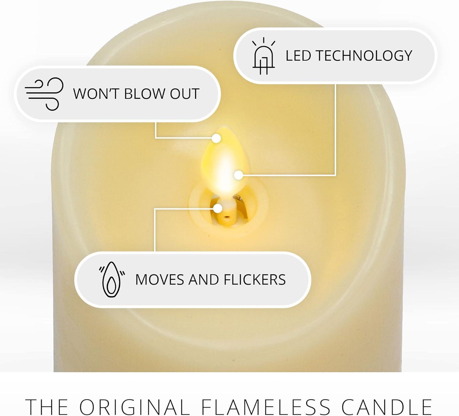 imageLuminara  Flameless LED Battery Operated Flickering Pillar Candles  White  Pack of 13x45  Realistic Moving Flame Real Wax IndoorOutdoor DecorIvory