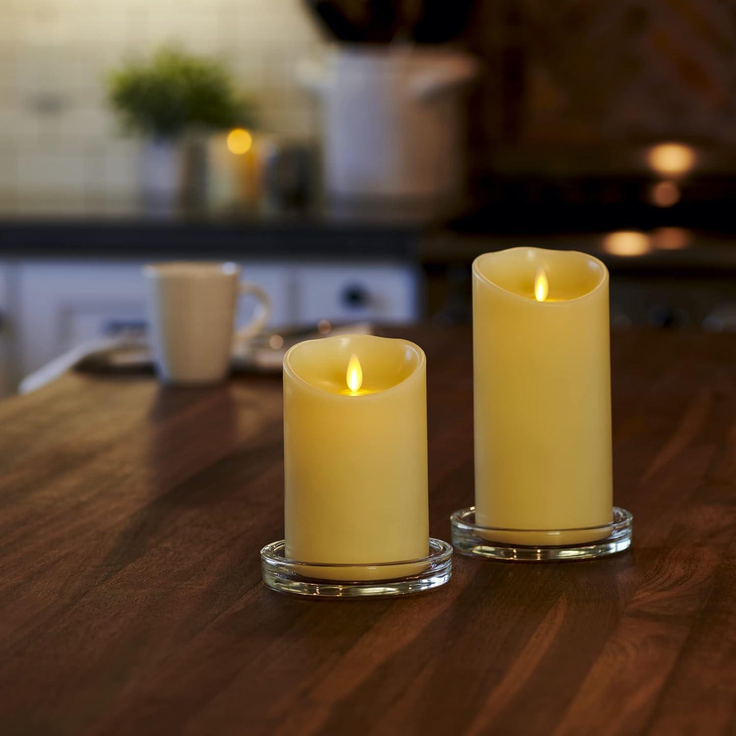 imageLuminara  Flameless LED Battery Operated Flickering Pillar Candles  White  Pack of 13x45  Realistic Moving Flame Real Wax IndoorOutdoor DecorIvory