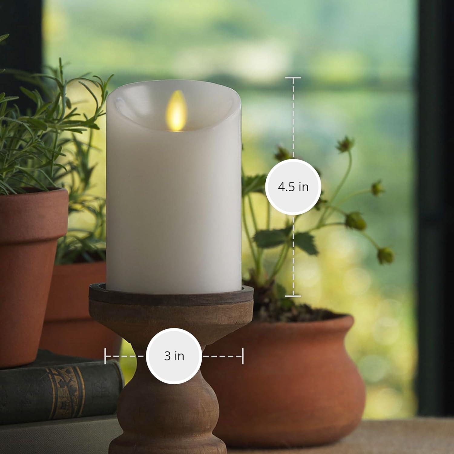 imageLuminara  Flameless LED Battery Operated Flickering Pillar Candles  White  Pack of 13x45  Realistic Moving Flame Real Wax IndoorOutdoor DecorWhite