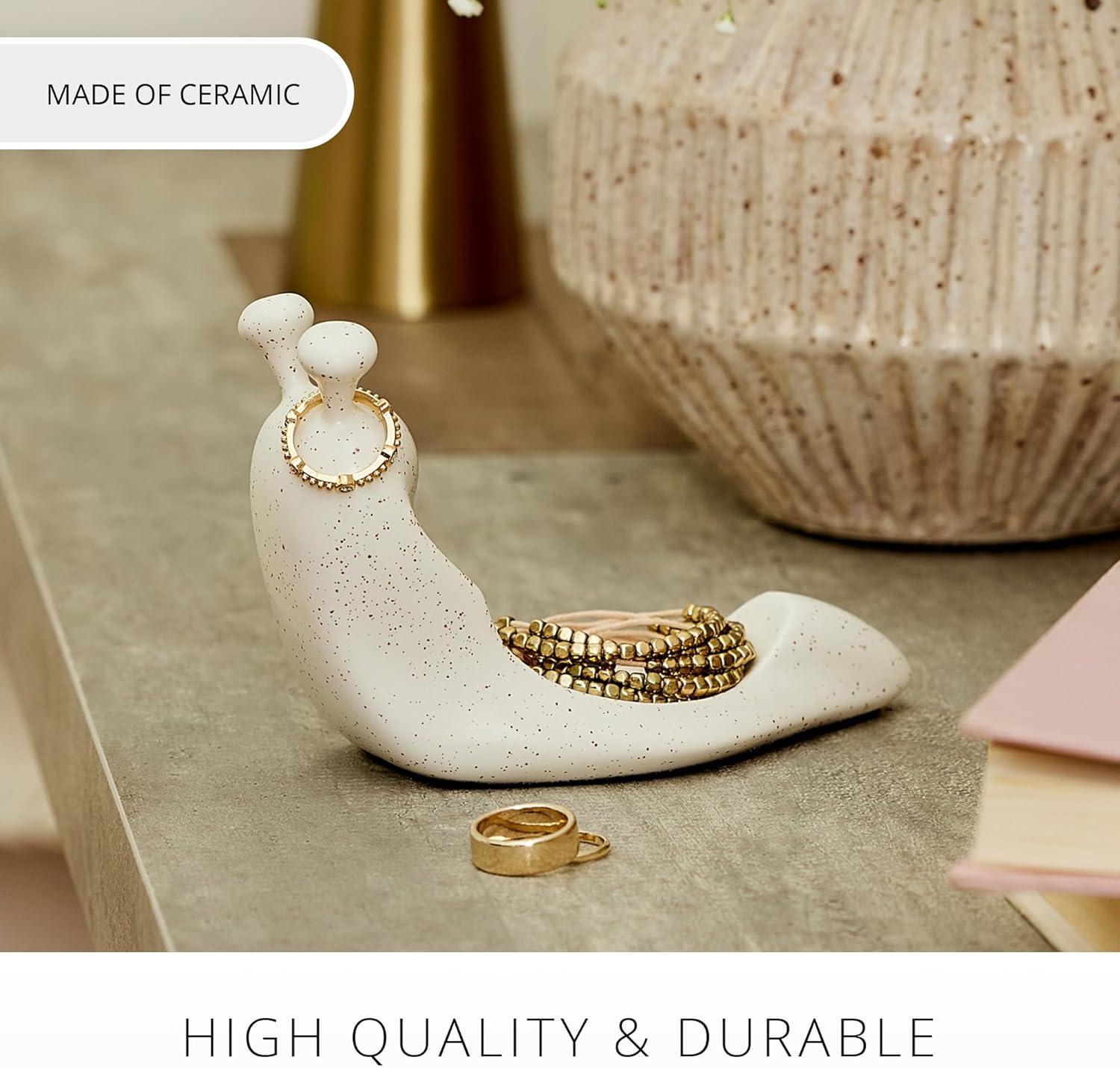 imageLuminara Candlestick Holder White Speckled Ceramic Snail 57quot x 38quot Design Holds The Luminara Chalky Sphere Compatible Safe Decorative Home