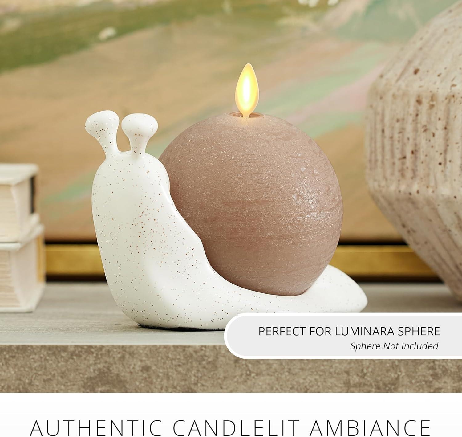 imageLuminara Candlestick Holder White Speckled Ceramic Snail 57quot x 38quot Design Holds The Luminara Chalky Sphere Compatible Safe Decorative Home