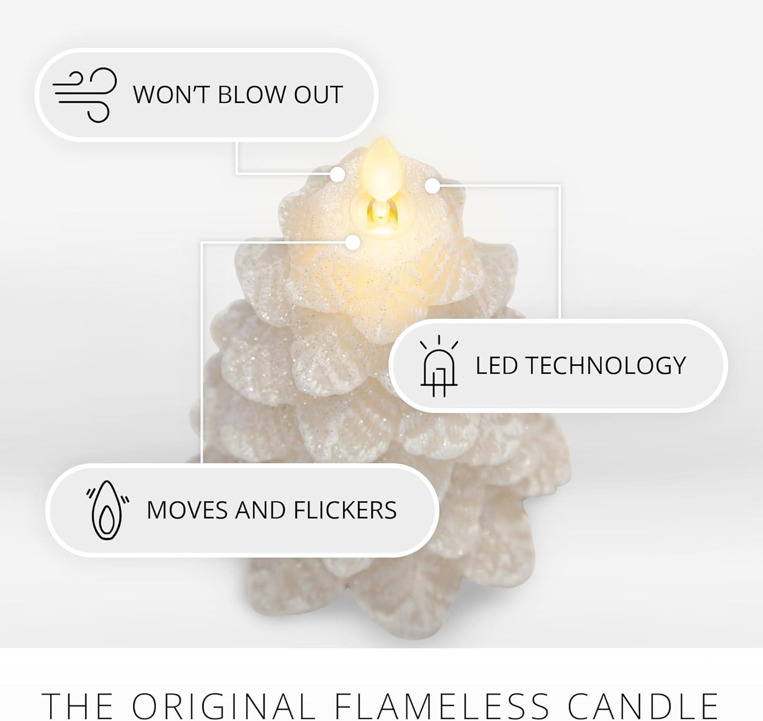 imageLuminara Christmas Tree Flameless LED Candle White Swan 47quot x 65quot Moving Flame Battery Operated Timer Holiday Decor Glitter Snow Finish SafeWhite Swan