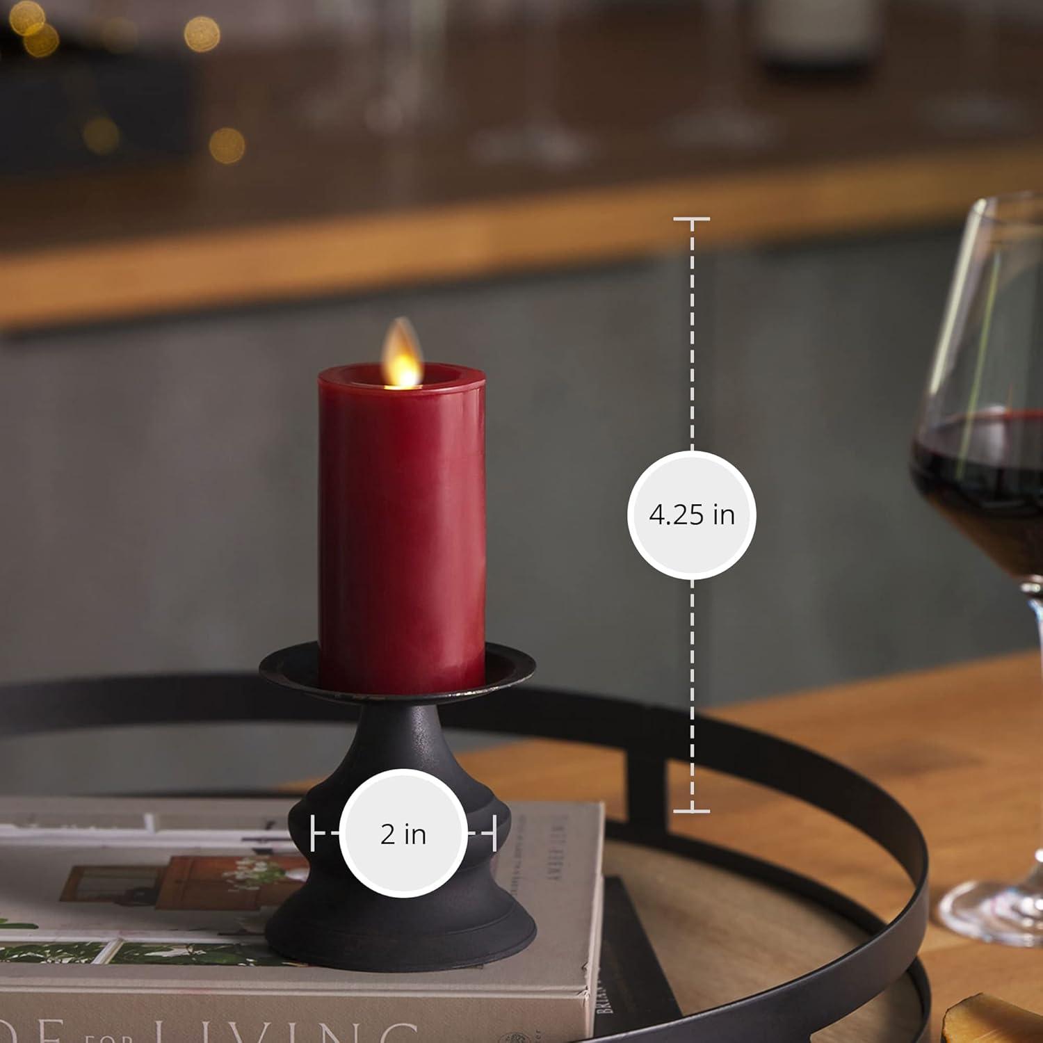 imageLuminara Classic Slim Flameless LED Candle White 2quot x 79quot Battery Operated Moving Flame Pillar wTimer Safe Realistic Wax Candle Home DecorBurgundy