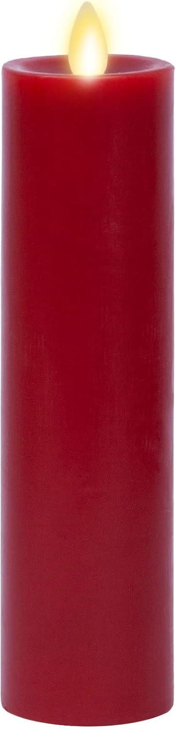 imageLuminara Classic Slim Flameless LED Candle White 2quot x 79quot Battery Operated Moving Flame Pillar wTimer Safe Realistic Wax Candle Home DecorBurgundy