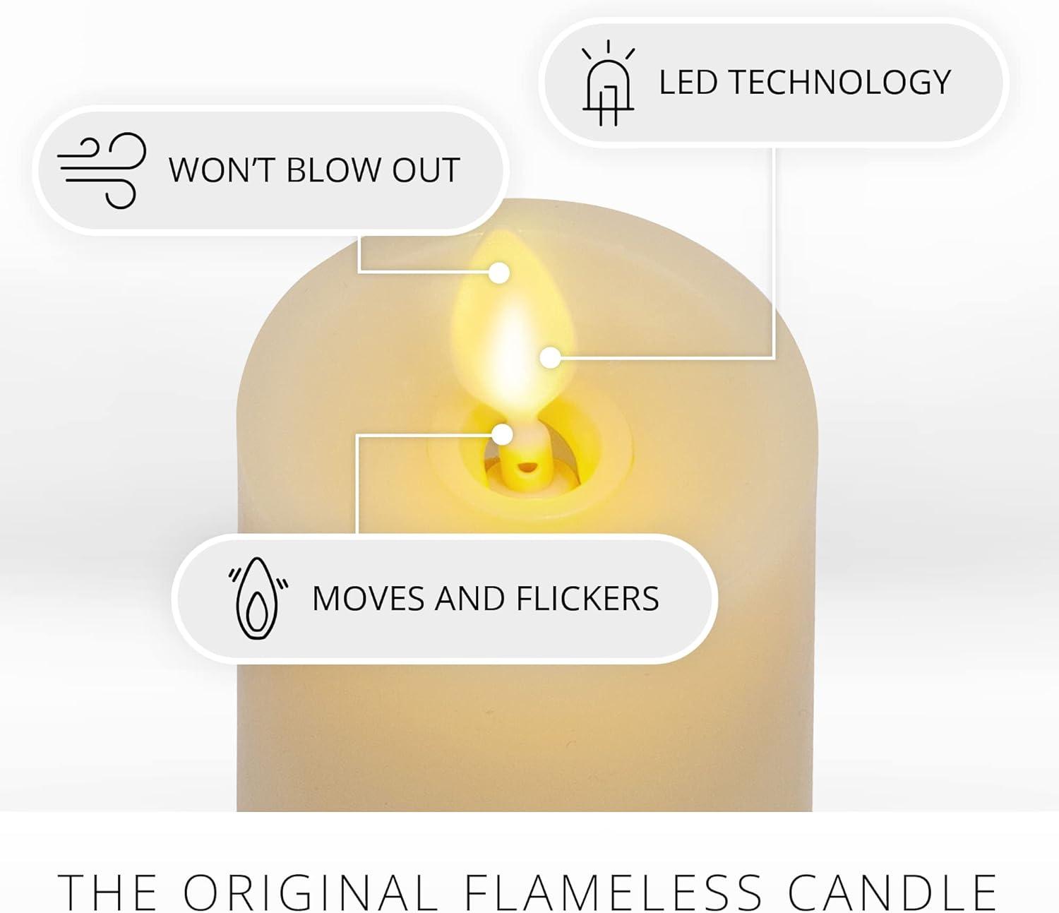 imageLuminara Classic Slim Flameless LED Candle White 2quot x 79quot Battery Operated Moving Flame Pillar wTimer Safe Realistic Wax Candle Home DecorIvory
