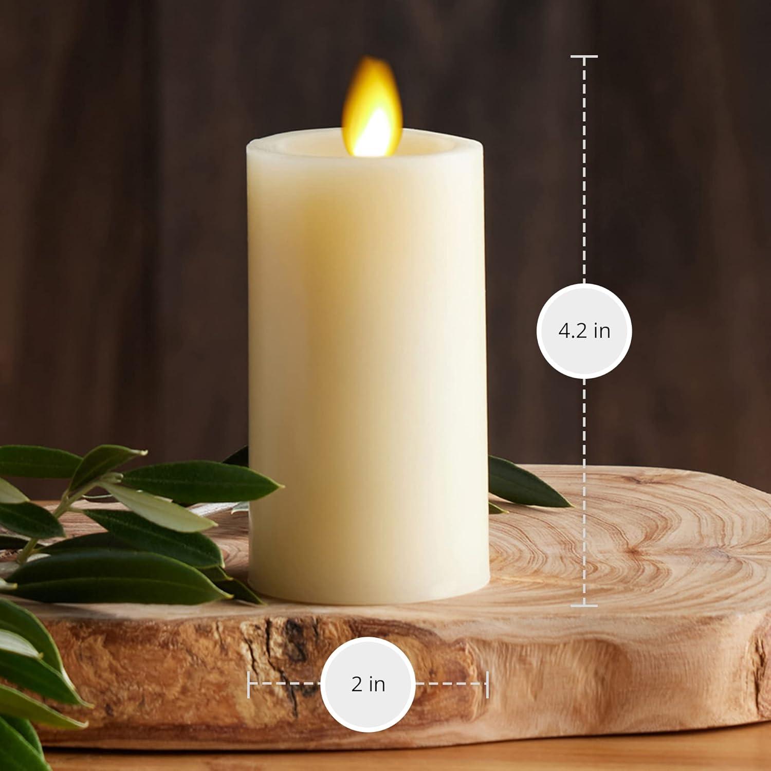imageLuminara Classic Slim Flameless LED Candle White 2quot x 79quot Battery Operated Moving Flame Pillar wTimer Safe Realistic Wax Candle Home DecorIvory