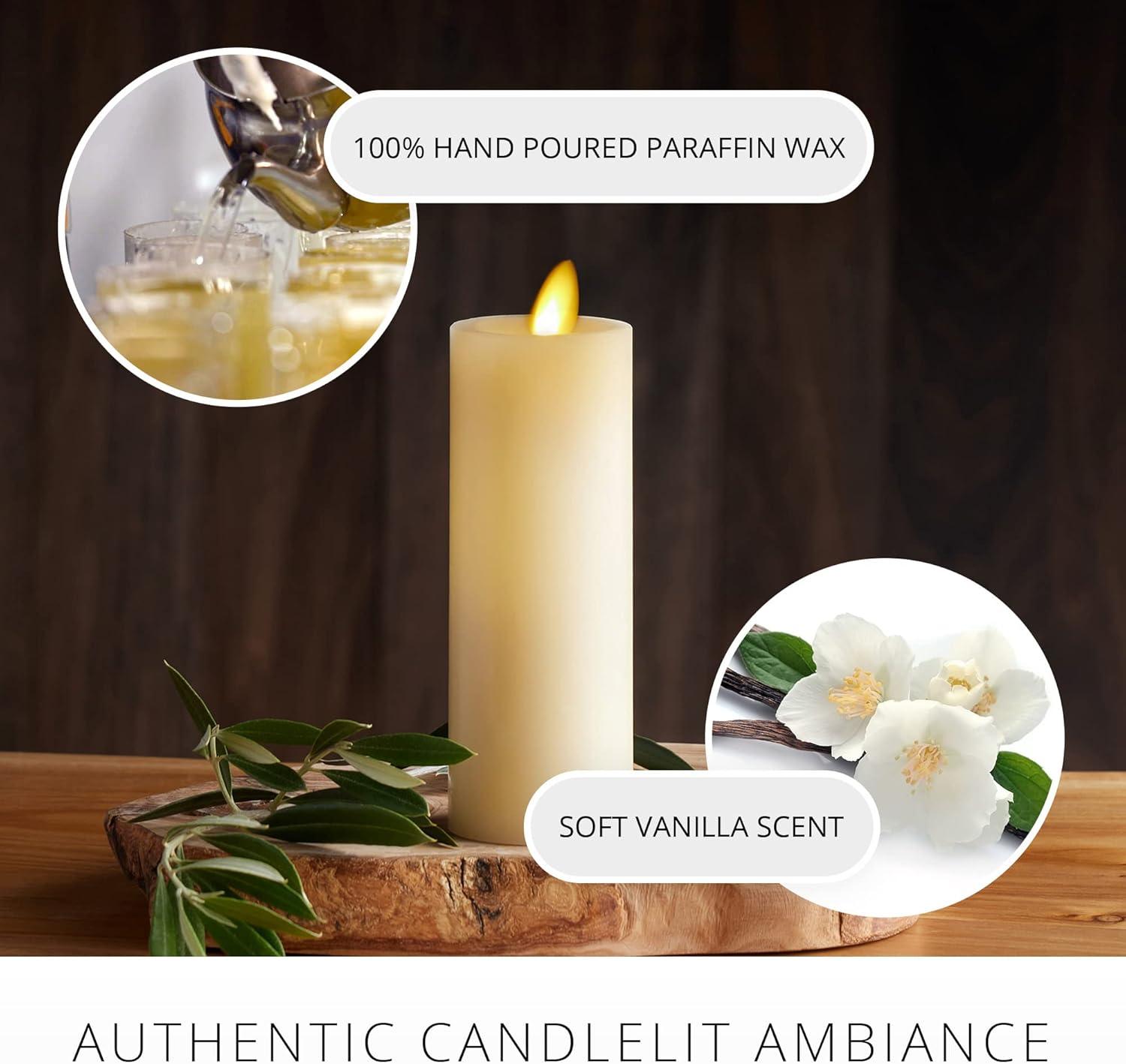 imageLuminara Classic Slim Flameless LED Candle White 2quot x 79quot Battery Operated Moving Flame Pillar wTimer Safe Realistic Wax Candle Home DecorIvory