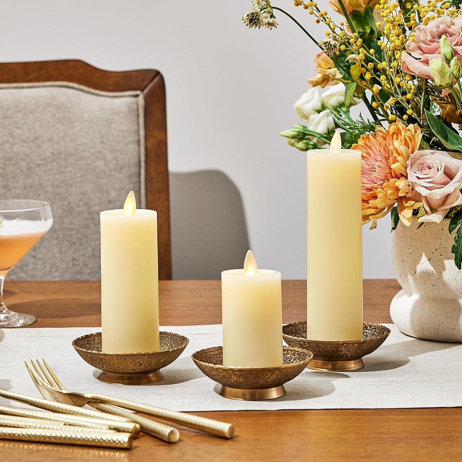 imageLuminara Classic Slim Flameless LED Candle White 2quot x 79quot Battery Operated Moving Flame Pillar wTimer Safe Realistic Wax Candle Home DecorIvory