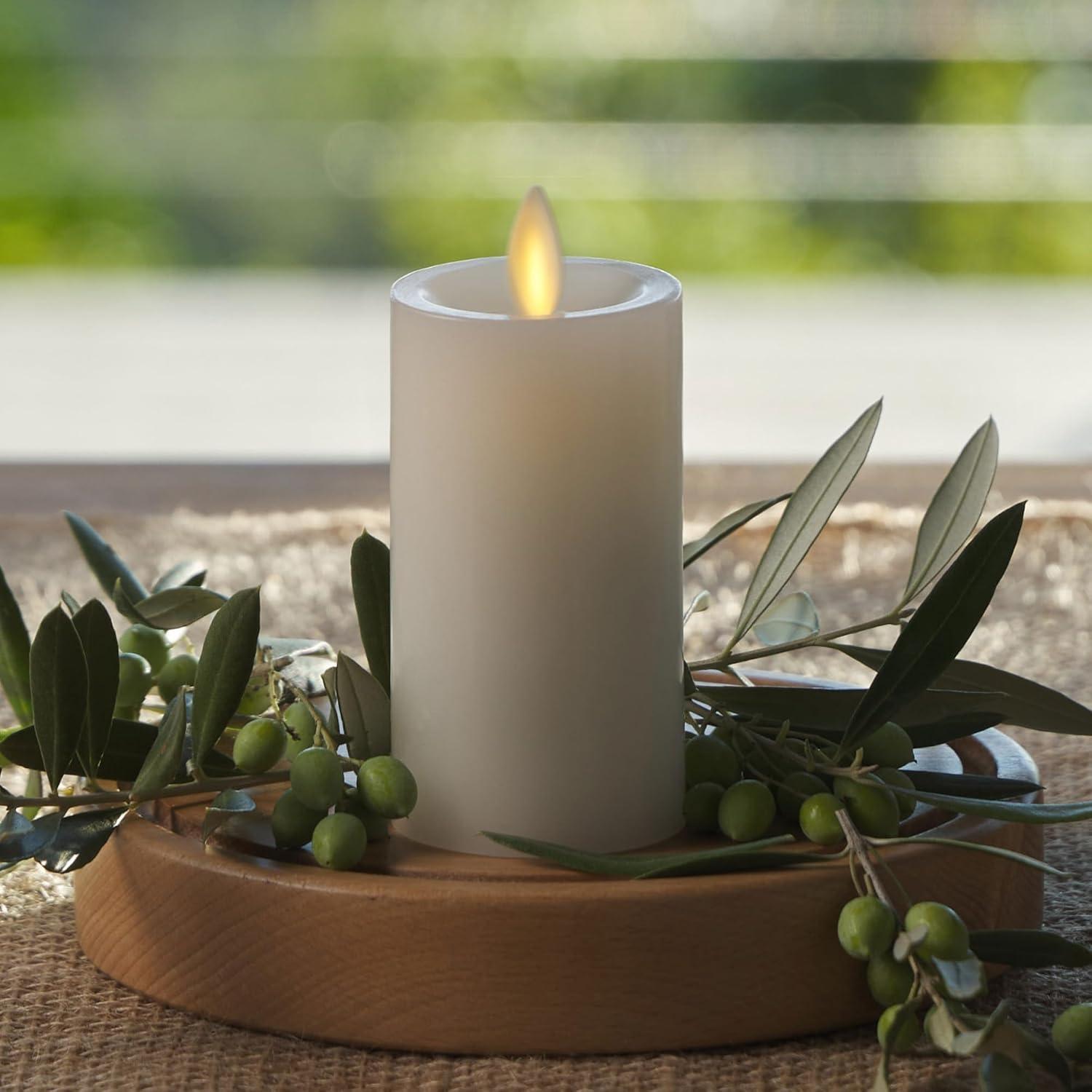imageLuminara Classic Slim Flameless LED Candle White 2quot x 79quot Battery Operated Moving Flame Pillar wTimer Safe Realistic Wax Candle Home DecorWhite