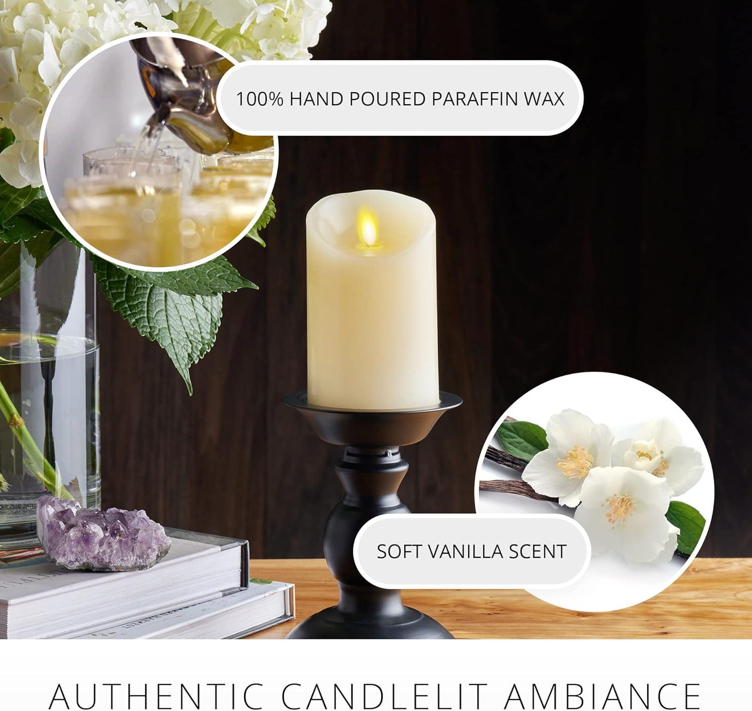 imageLuminara Classic Slim Flameless LED Candle White 2quot x 79quot Battery Operated Moving Flame Pillar wTimer Safe Realistic Wax Candle Home DecorWhite