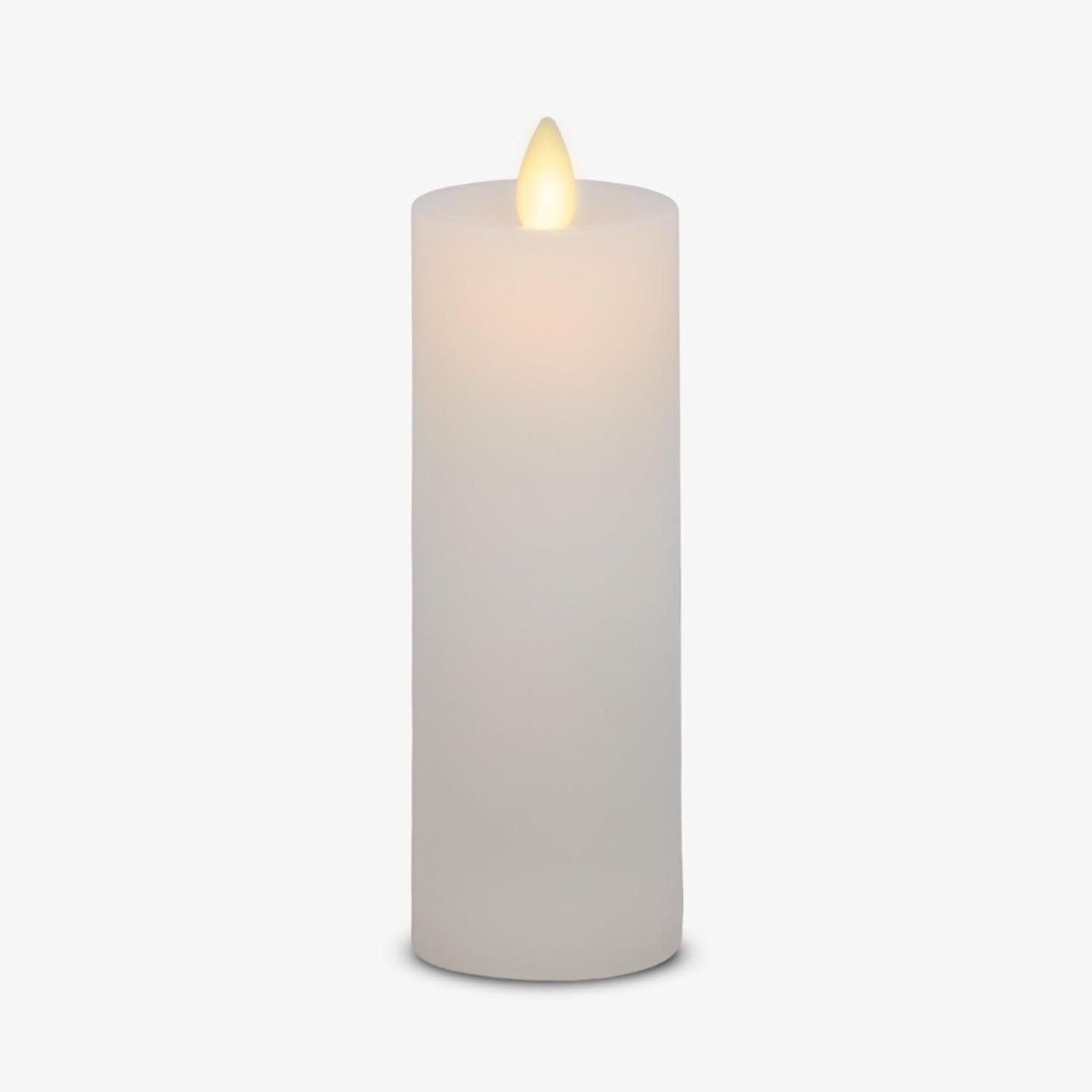 imageLuminara Classic Slim Flameless LED Candle White 2quot x 79quot Battery Operated Moving Flame Pillar wTimer Safe Realistic Wax Candle Home DecorWhite