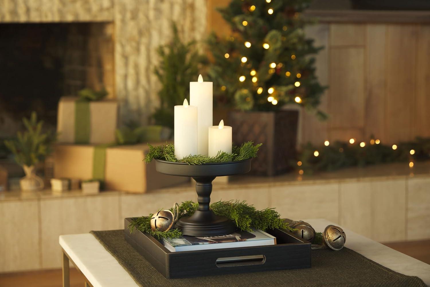 imageLuminara Classic Slim Flameless LED Candle White 2quot x 79quot Battery Operated Moving Flame Pillar wTimer Safe Realistic Wax Candle Home DecorWhite