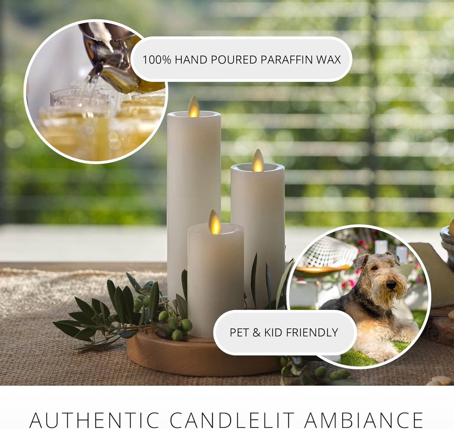 imageLuminara Classic Slim Flameless LED Candle White 2quot x 79quot Battery Operated Moving Flame Pillar wTimer Safe Realistic Wax Candle Home DecorWhite