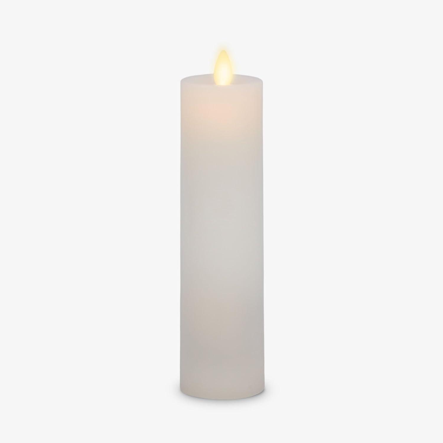 imageLuminara Classic Slim Flameless LED Candle White 2quot x 79quot Battery Operated Moving Flame Pillar wTimer Safe Realistic Wax Candle Home DecorWhite