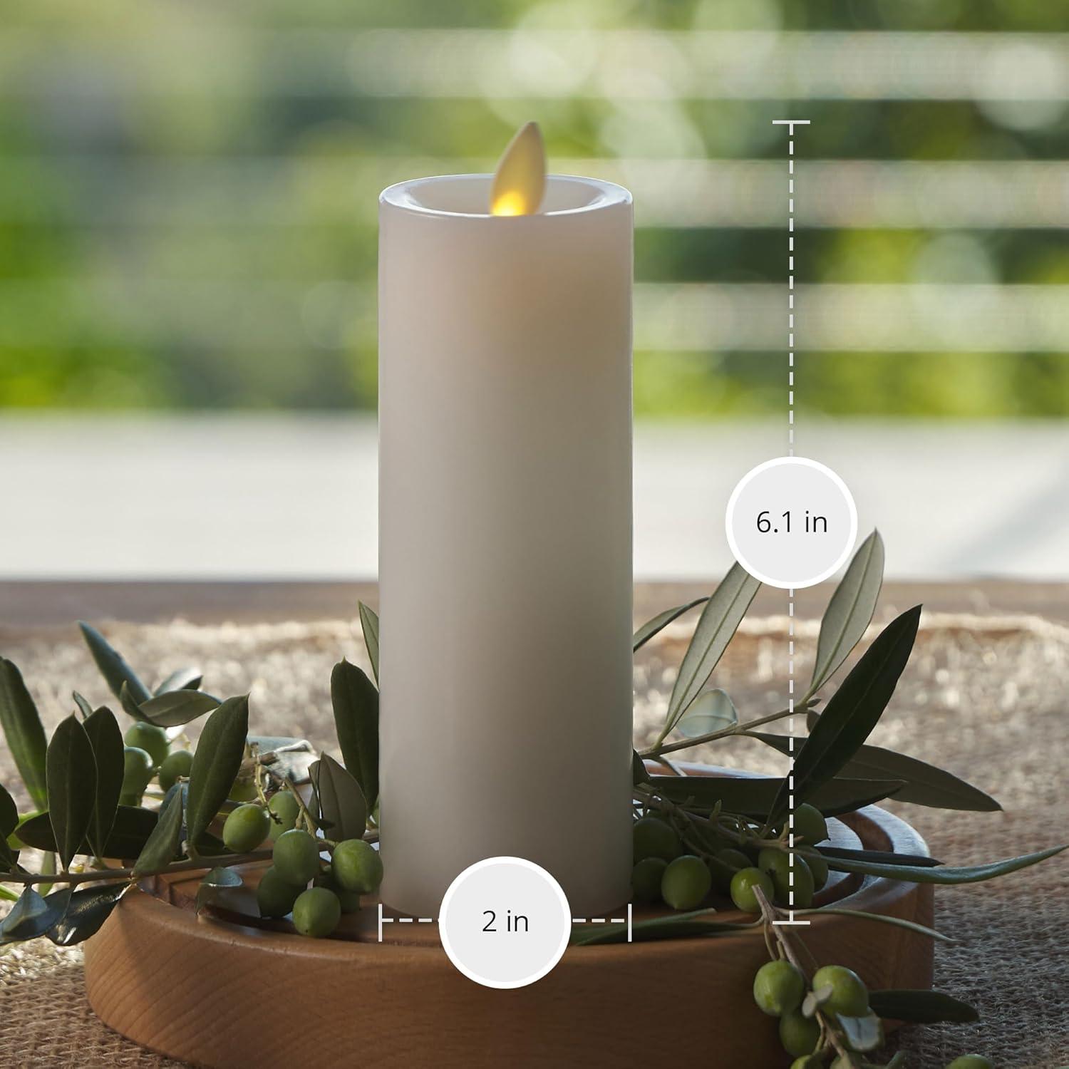 imageLuminara Classic Slim Flameless LED Candle White 2quot x 79quot Battery Operated Moving Flame Pillar wTimer Safe Realistic Wax Candle Home DecorWhite