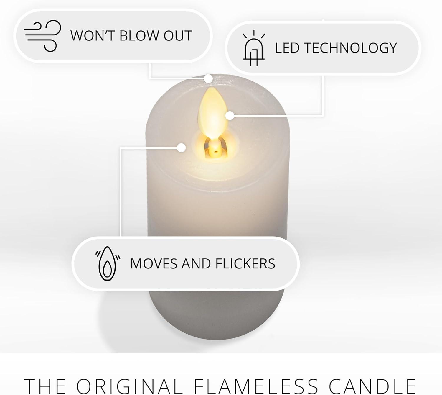 imageLuminara Classic Slim Flameless LED Candle White 2quot x 79quot Battery Operated Moving Flame Pillar wTimer Safe Realistic Wax Candle Home DecorWhite