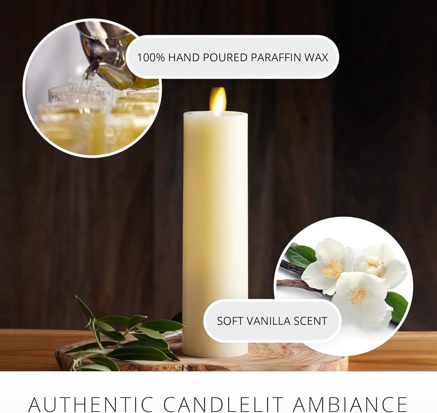 imageLuminara Classic Slim Flameless LED Candle White 2quot x 79quot Battery Operated Moving Flame Pillar wTimer Safe Realistic Wax Candle Home DecorYellow
