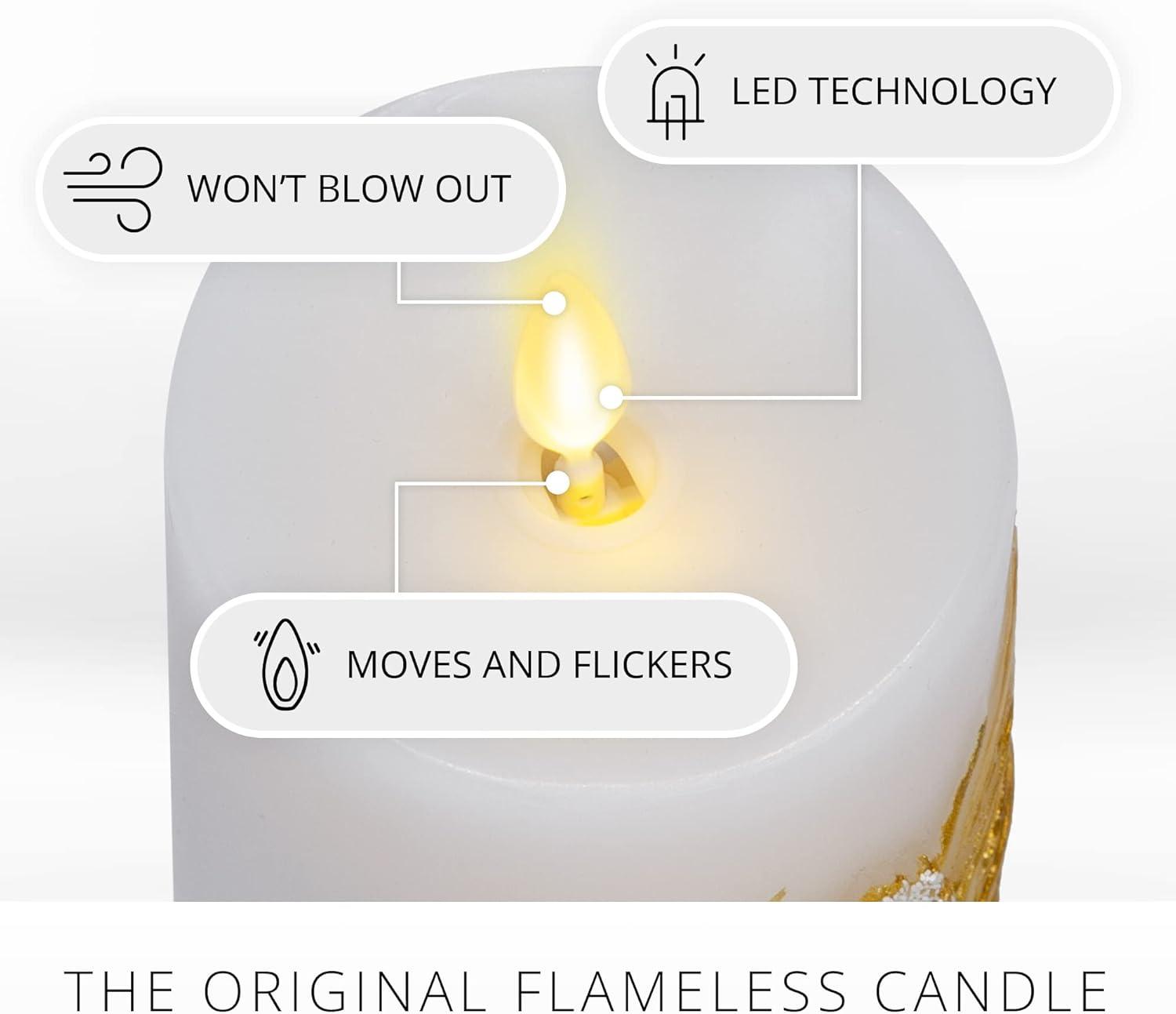 imageLuminara Embossed White Pinecone Flameless LED Candle Pillar 3quot x 65quot  with Recessed Edge Unscented Real Wax LED Battery Operated Candle LightsWhite