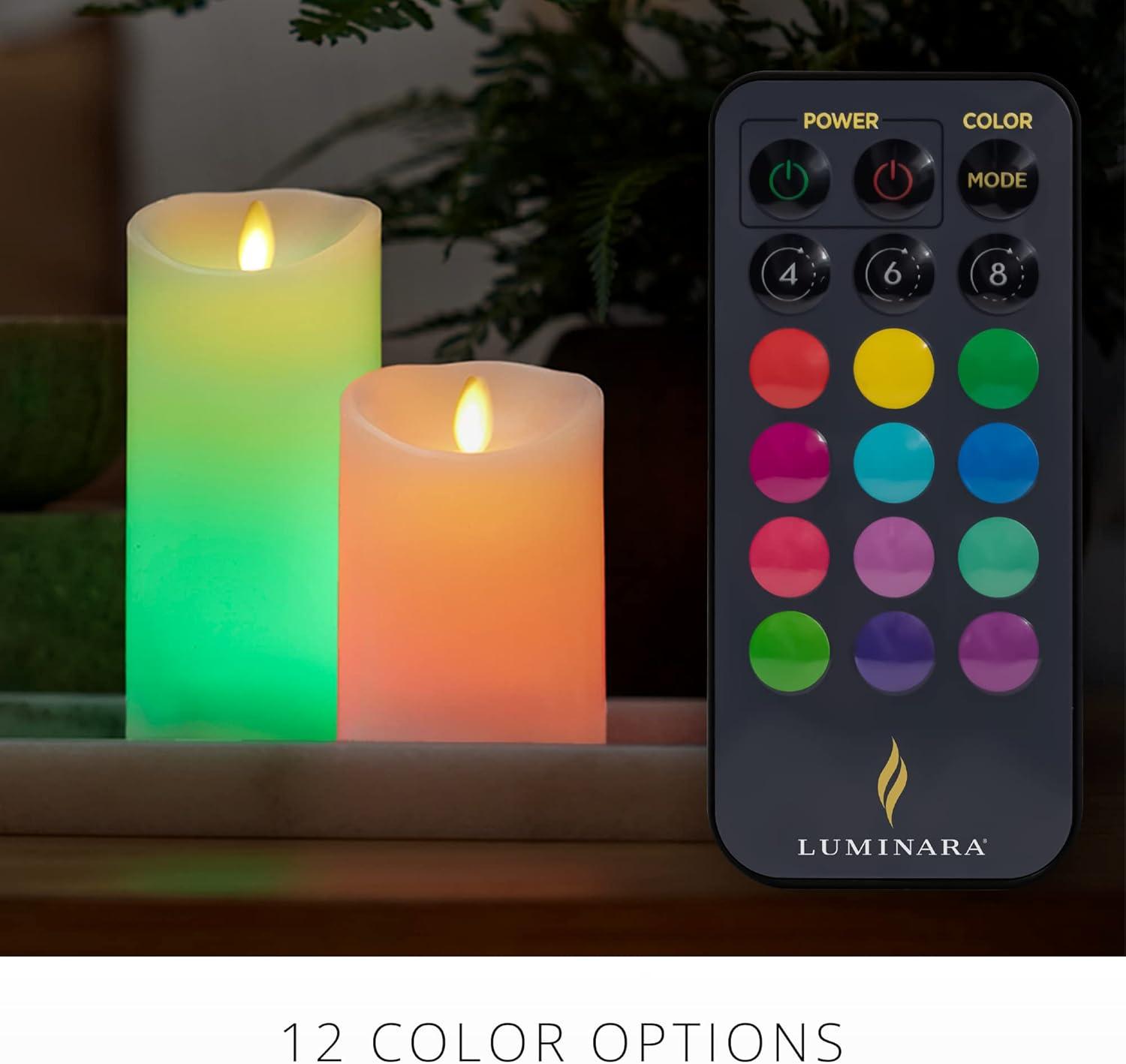imageLuminara Flameless Disney Encanto Color Changing LED Candle 32quot x 65quot Battery Operated w 12 Button Remote Control Real Wax Unscented Safe65inch Pillar