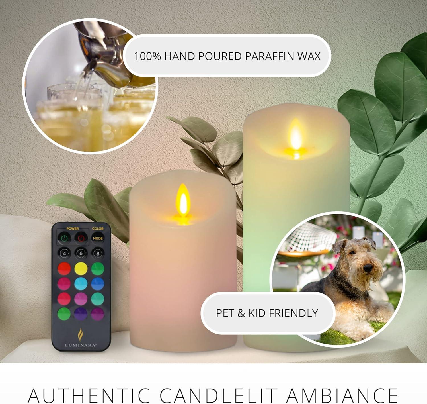 imageLuminara Flameless Disney Encanto Color Changing LED Candle 32quot x 65quot Battery Operated w 12 Button Remote Control Real Wax Unscented Safe65inch Pillar