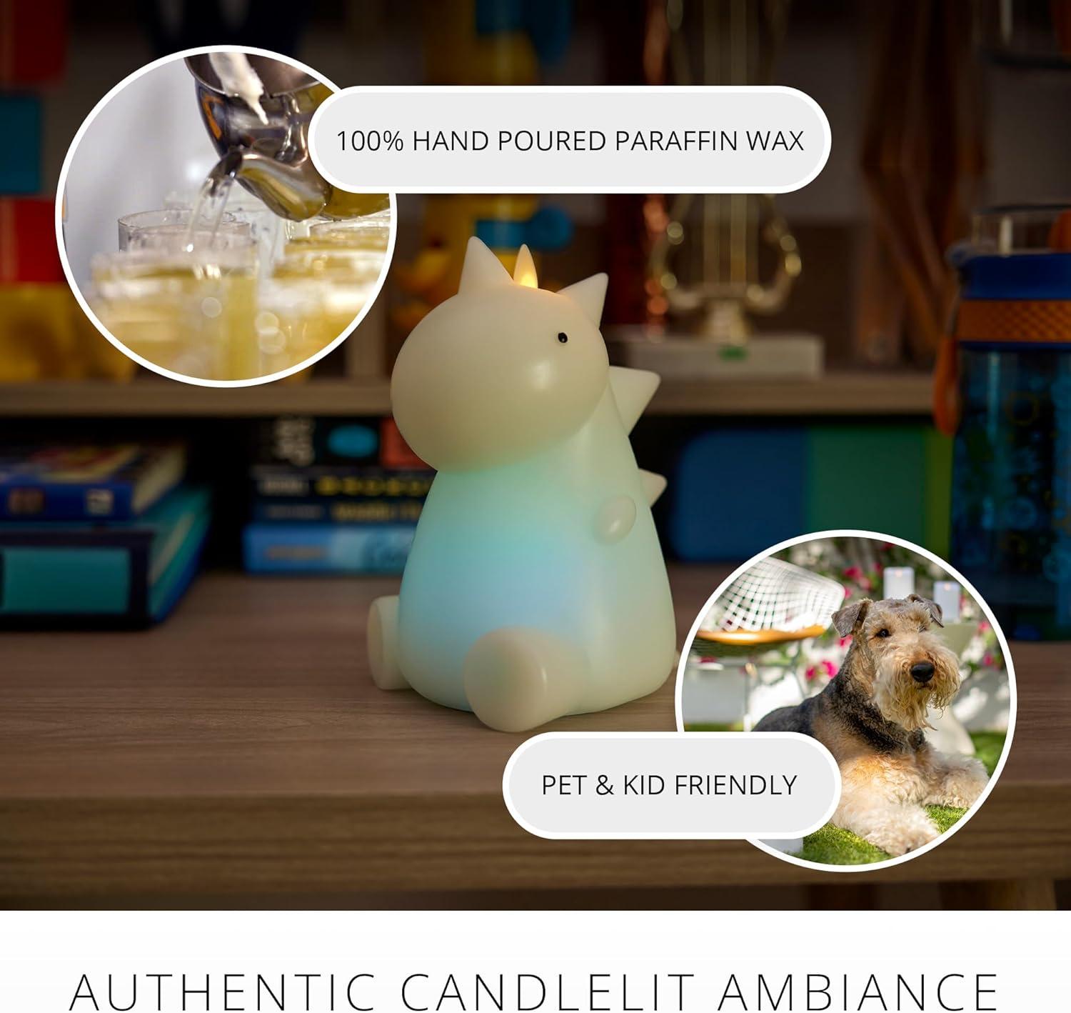 imageLuminara Flameless Disney Encanto Color Changing LED Candle 32quot x 65quot Battery Operated w 12 Button Remote Control Real Wax Unscented SafeDinosaur