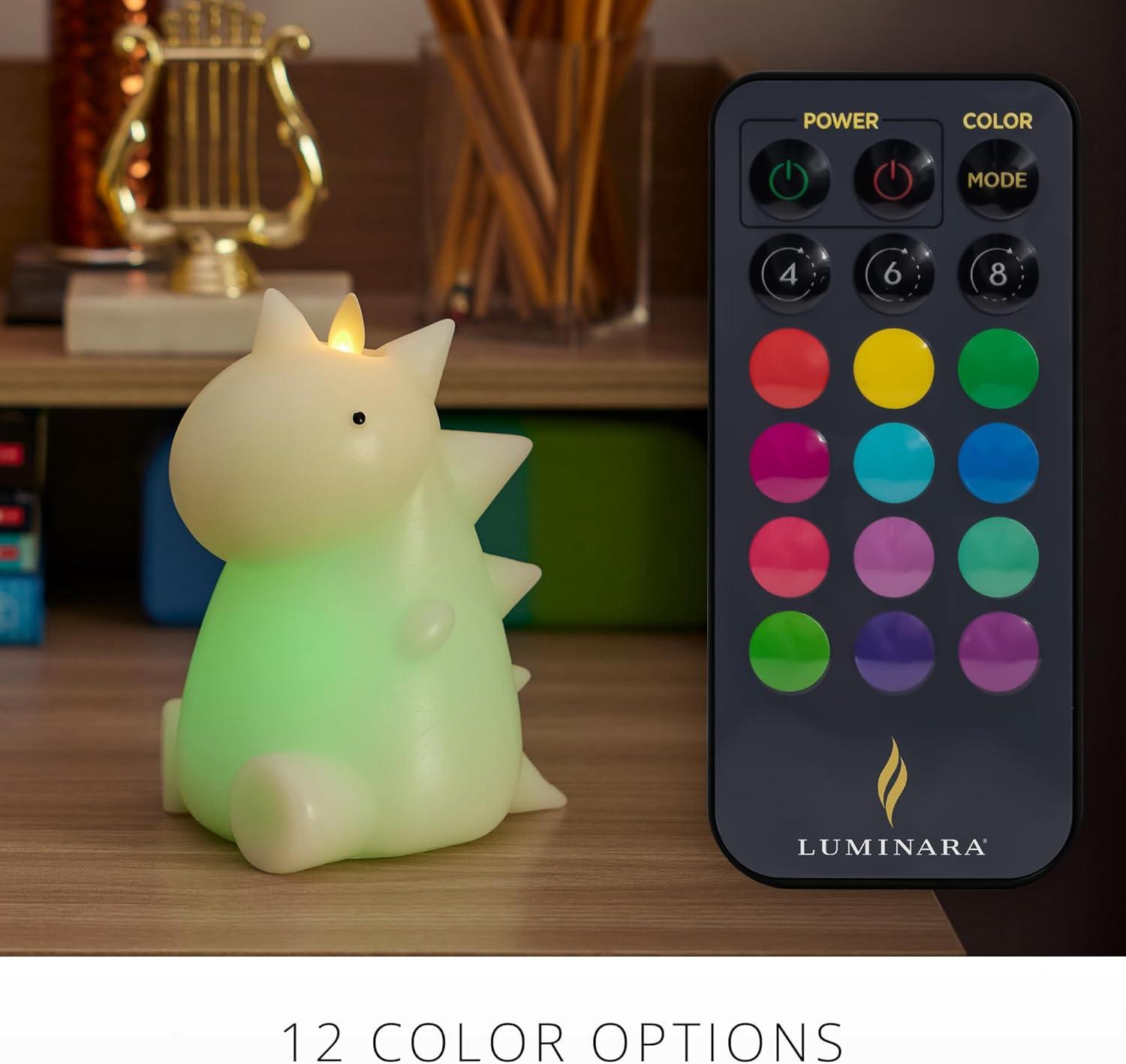 imageLuminara Flameless Disney Encanto Color Changing LED Candle 32quot x 65quot Battery Operated w 12 Button Remote Control Real Wax Unscented SafeDinosaur