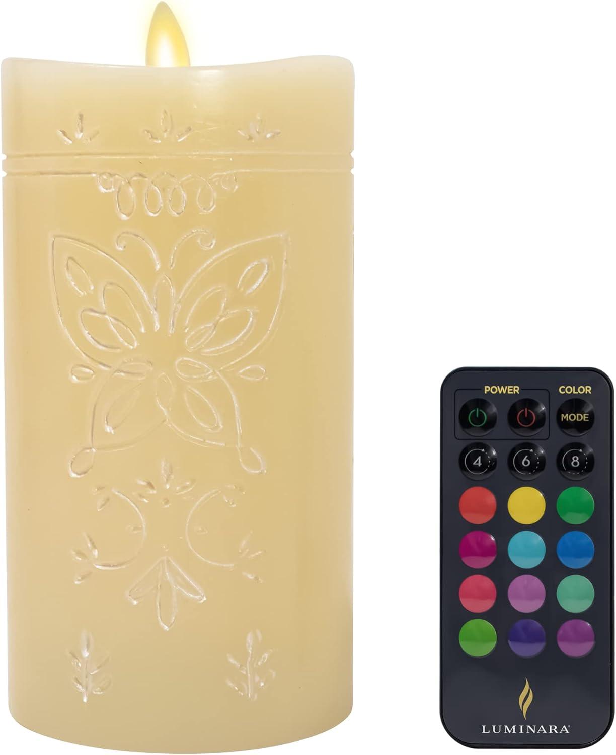 imageLuminara Flameless Disney Encanto Color Changing LED Candle 32quot x 65quot Battery Operated w 12 Button Remote Control Real Wax Unscented SafeDisney Encanto