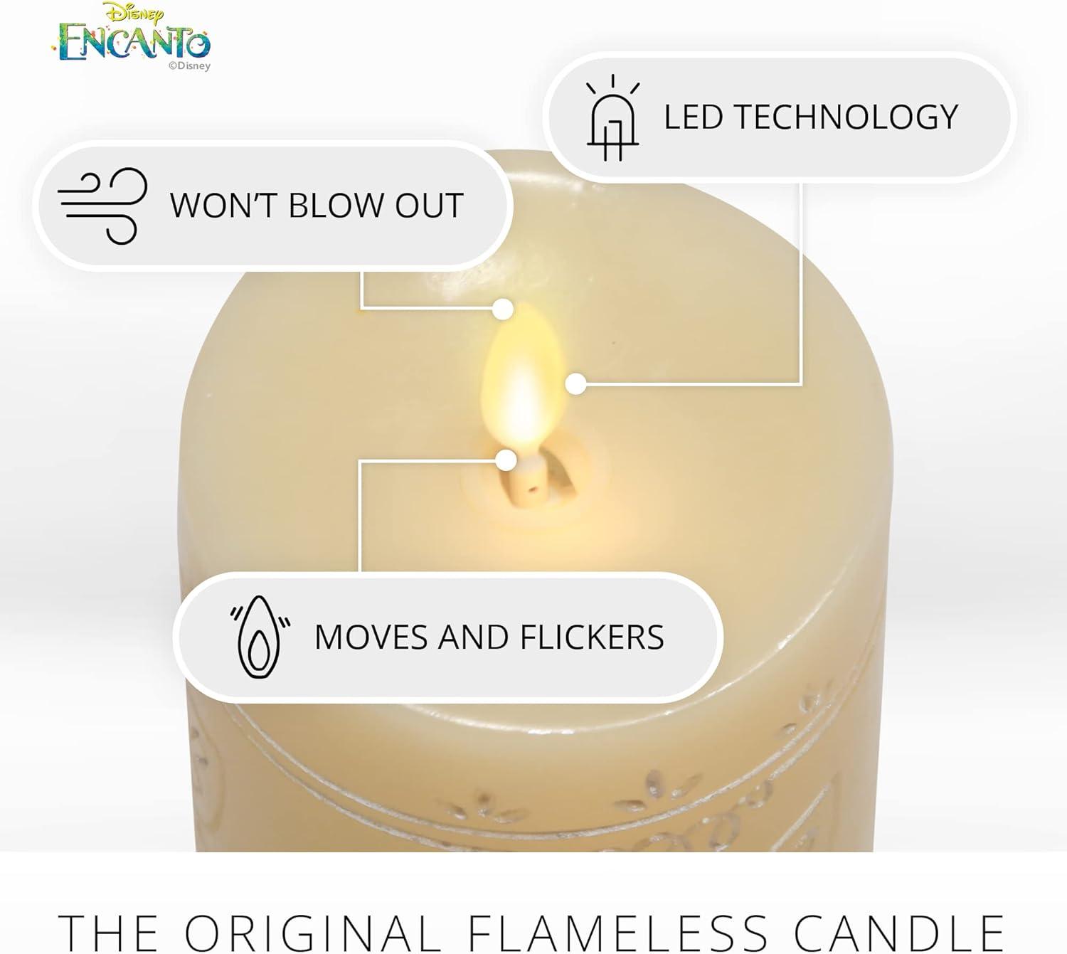 imageLuminara Flameless Disney Encanto Color Changing LED Candle 32quot x 65quot Battery Operated w 12 Button Remote Control Real Wax Unscented SafeDisney Encanto