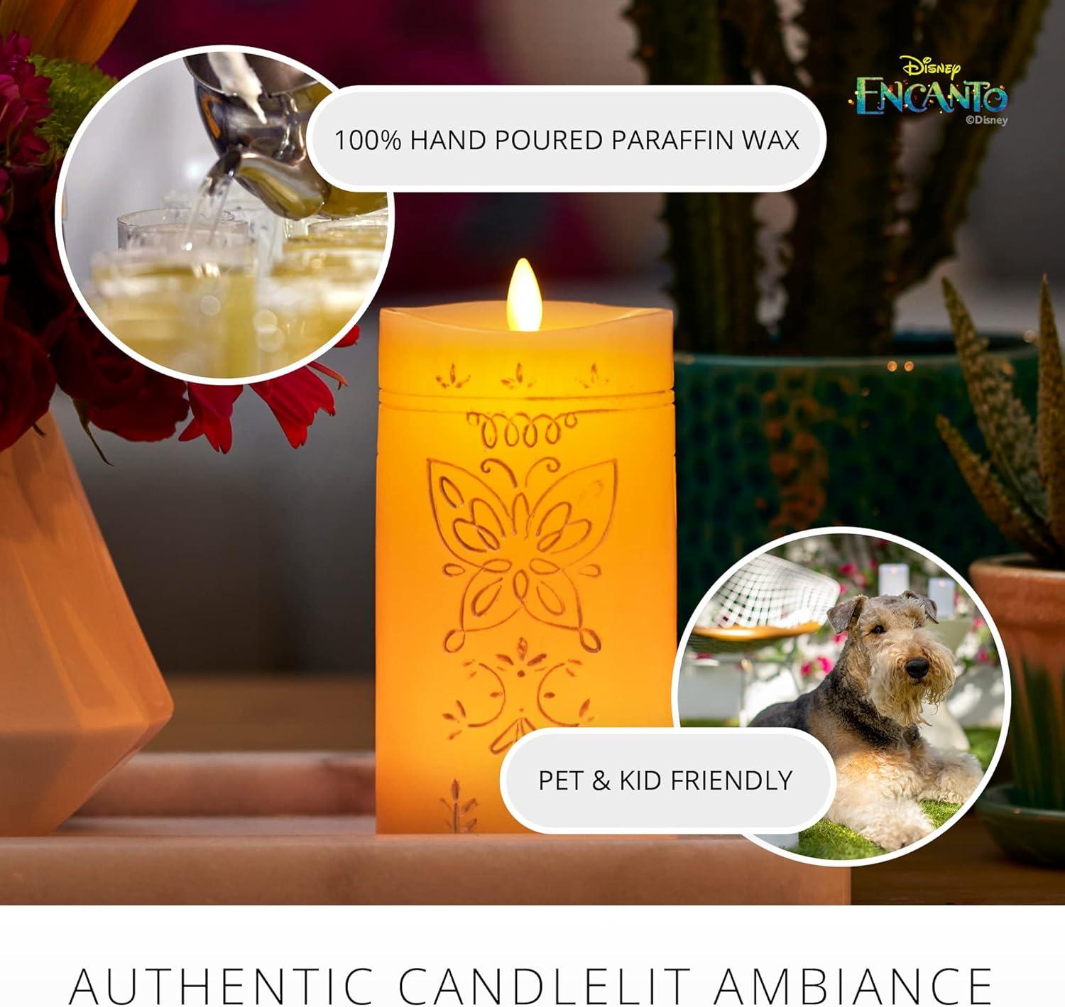 imageLuminara Flameless Disney Encanto Color Changing LED Candle 32quot x 65quot Battery Operated w 12 Button Remote Control Real Wax Unscented SafeDisney Encanto