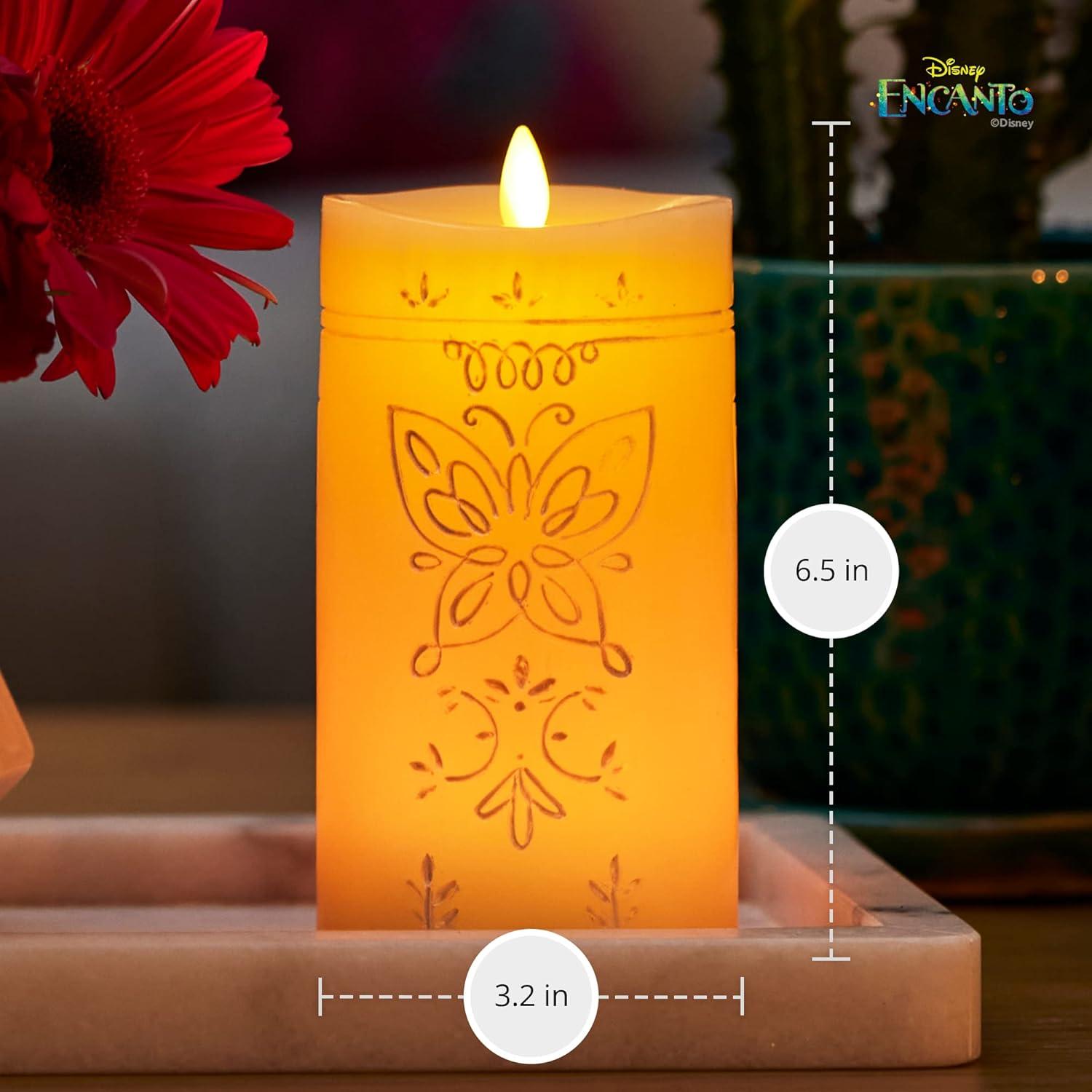 imageLuminara Flameless Disney Encanto Color Changing LED Candle 32quot x 65quot Battery Operated w 12 Button Remote Control Real Wax Unscented SafeDisney Encanto