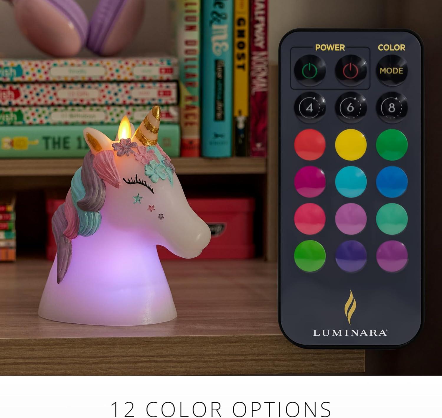 imageLuminara Flameless Disney Encanto Color Changing LED Candle 32quot x 65quot Battery Operated w 12 Button Remote Control Real Wax Unscented SafeUnicorn