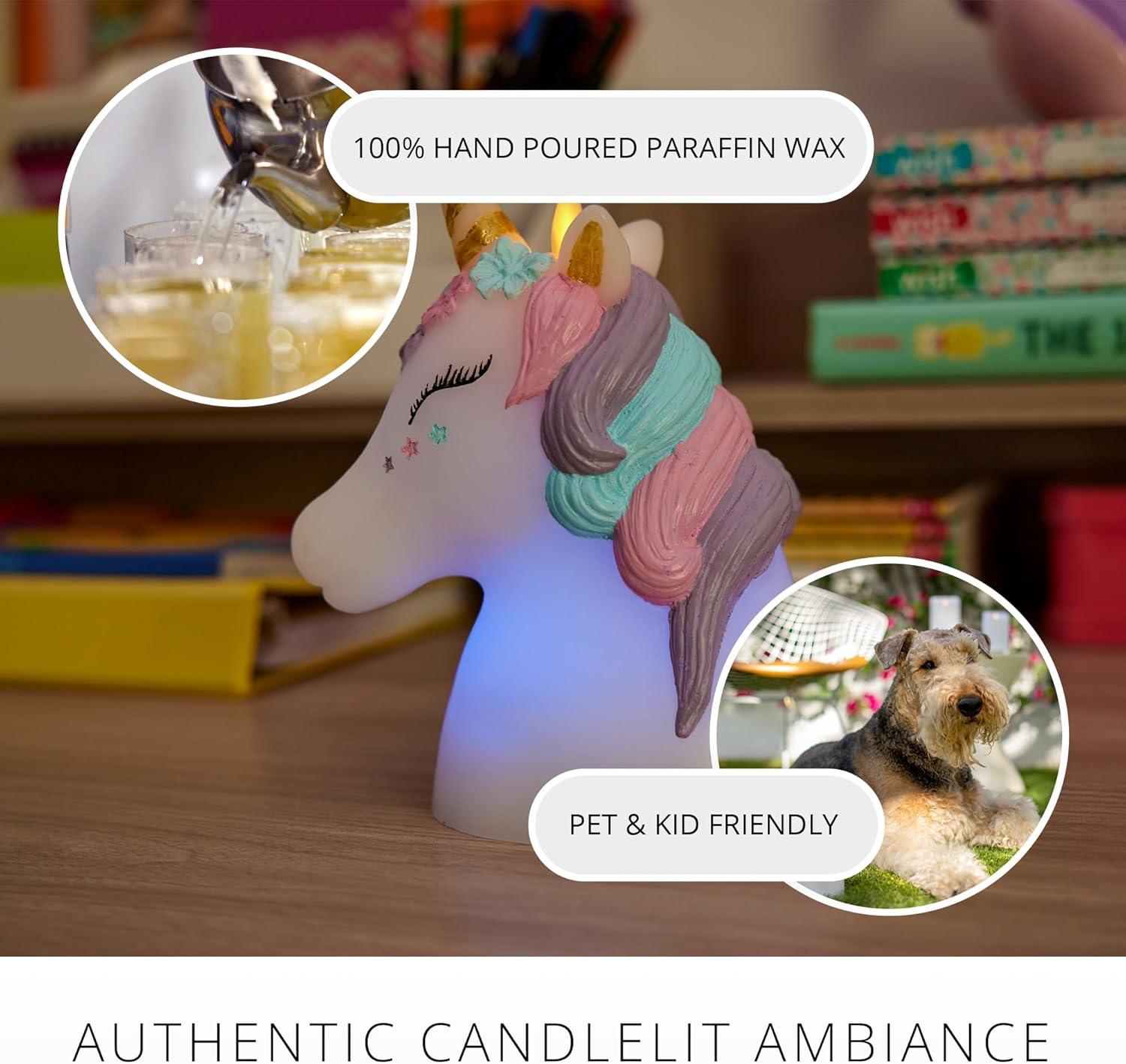 imageLuminara Flameless Disney Encanto Color Changing LED Candle 32quot x 65quot Battery Operated w 12 Button Remote Control Real Wax Unscented SafeUnicorn