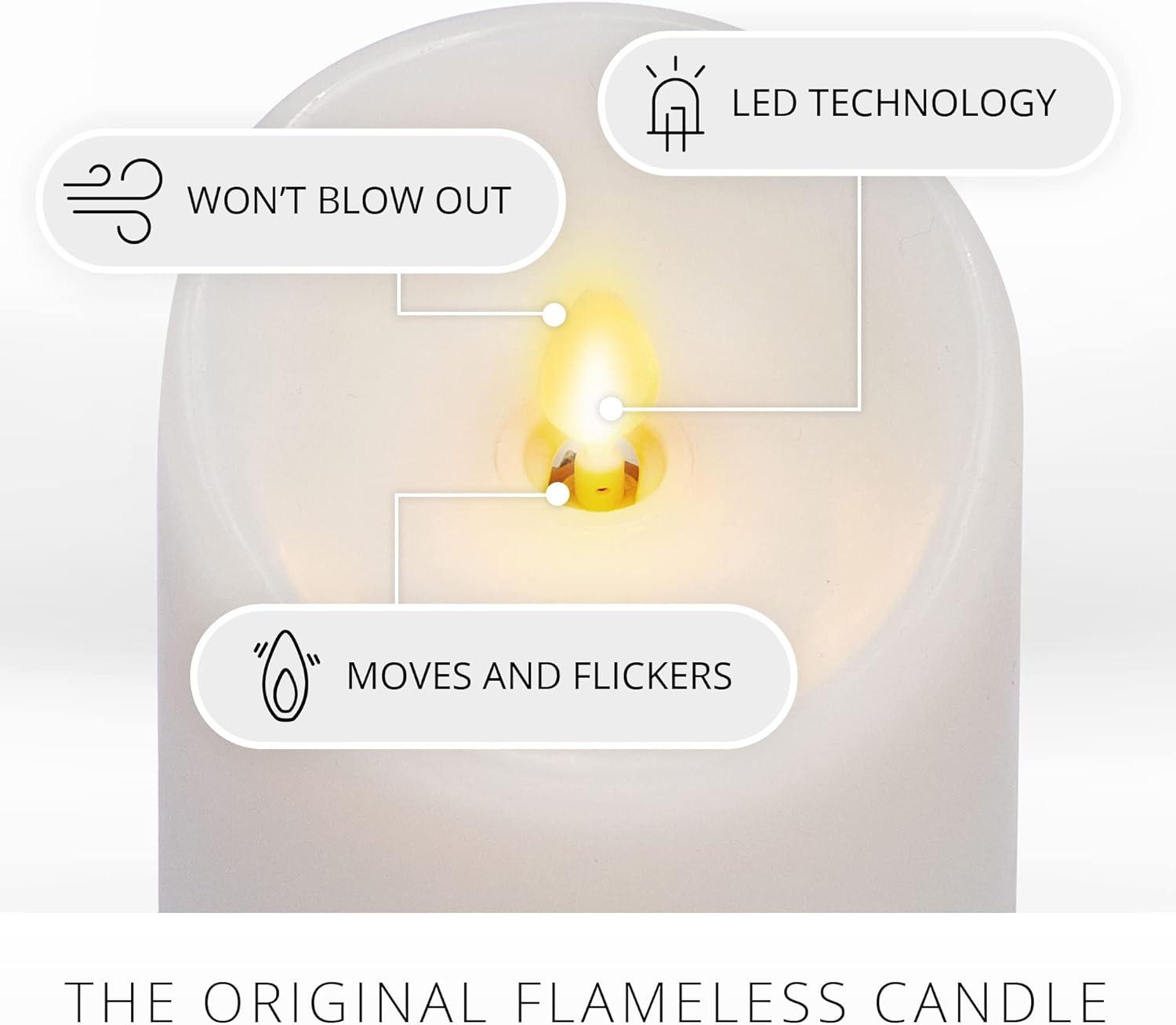 imageLuminara Flameless LED Pillar Candle wScalloped Edge 3quot x 6quot White Real Flame Technology Battery Operated wRemote Timer Function Paraffin Wax3x45inch