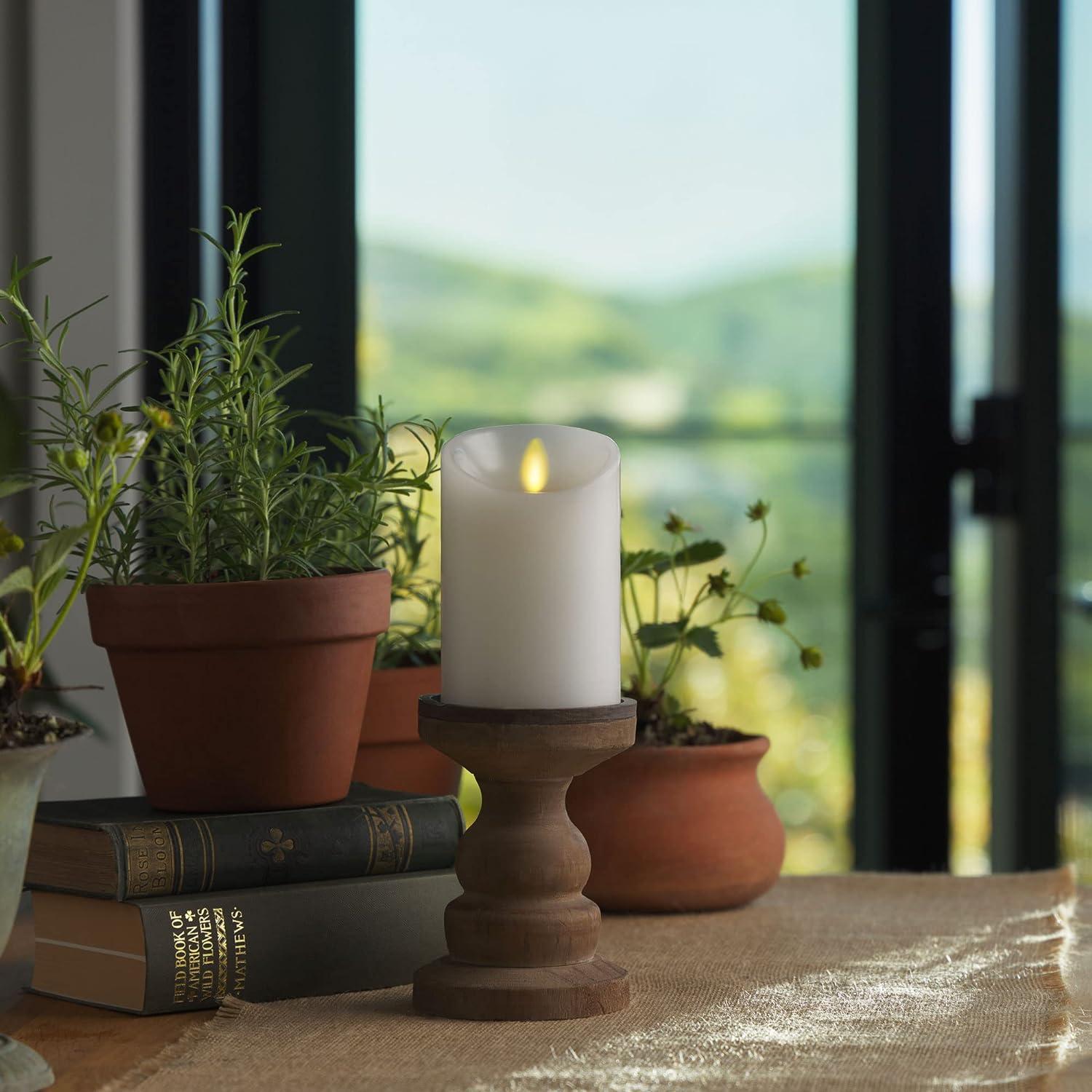 imageLuminara Flameless LED Pillar Candle wScalloped Edge 3quot x 6quot White Real Flame Technology Battery Operated wRemote Timer Function Paraffin Wax3x45inch