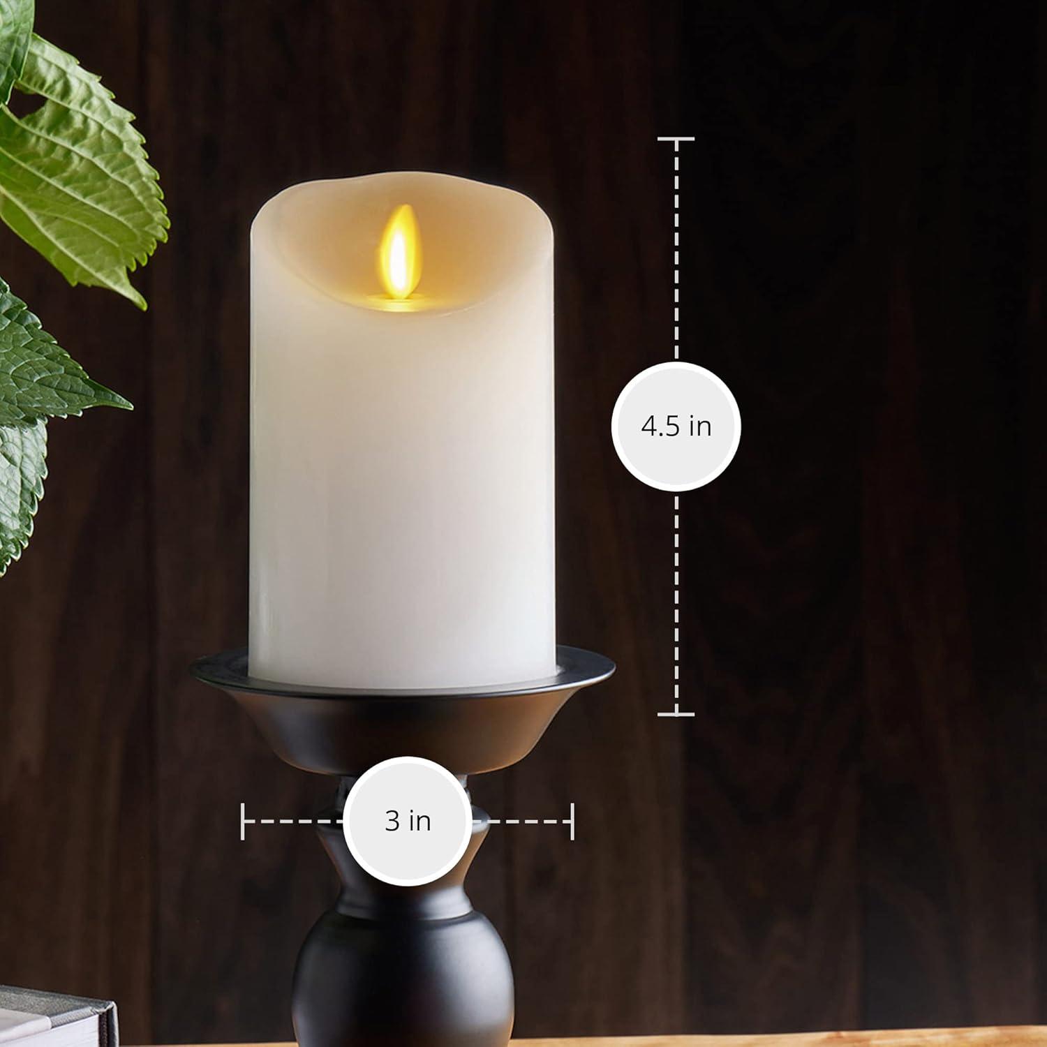imageLuminara Flameless LED Pillar Candle wScalloped Edge 3quot x 6quot White Real Flame Technology Battery Operated wRemote Timer Function Paraffin Wax3x45inch