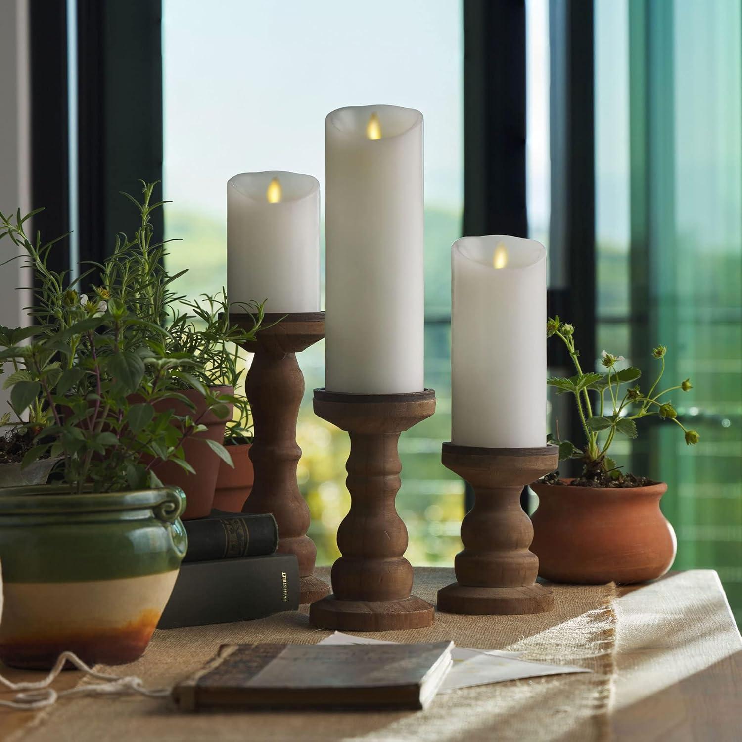 imageLuminara Flameless LED Pillar Candle wScalloped Edge 3quot x 6quot White Real Flame Technology Battery Operated wRemote Timer Function Paraffin Wax3x65inch