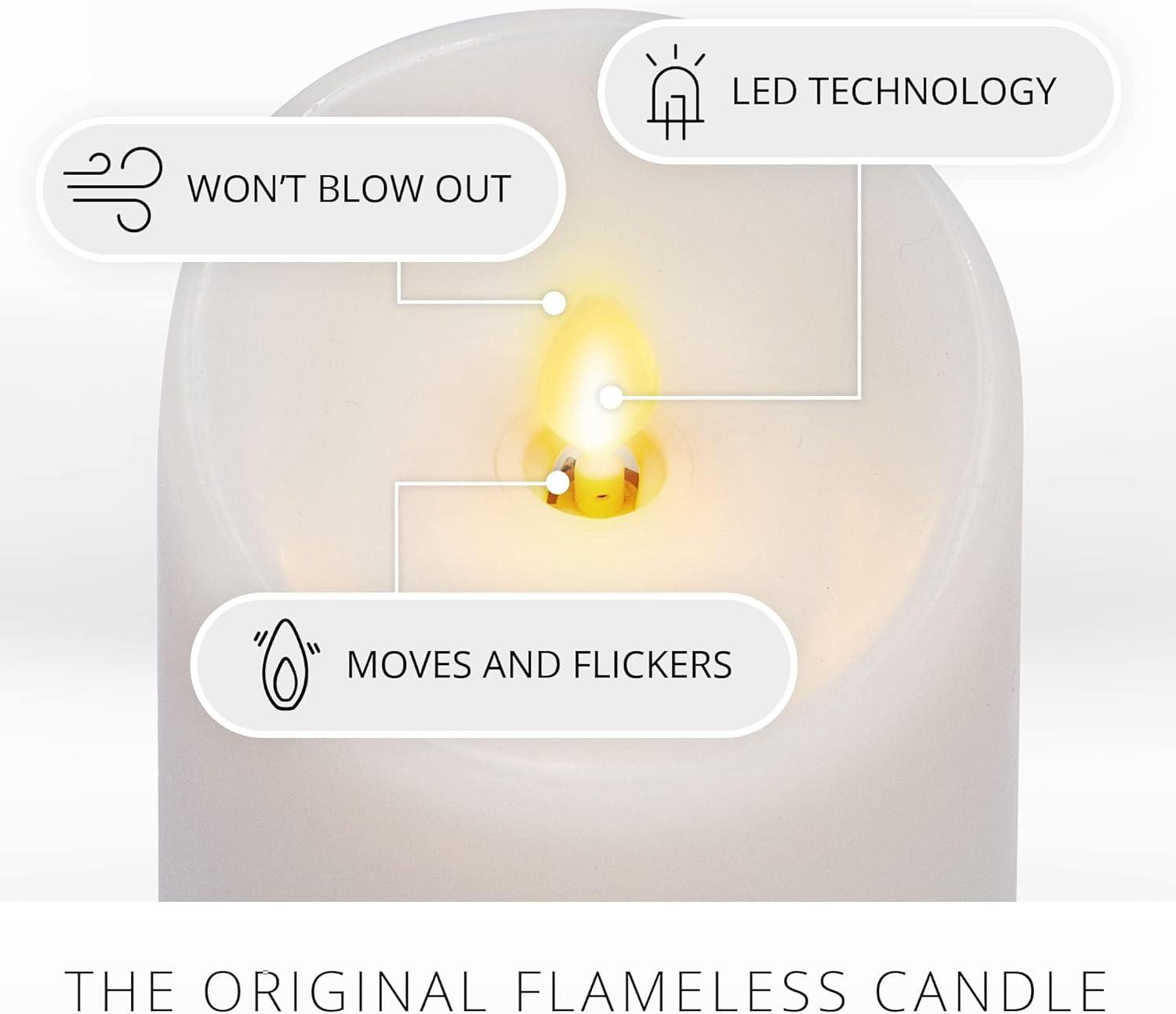 imageLuminara Flameless LED Pillar Candle wScalloped Edge 3quot x 6quot White Real Flame Technology Battery Operated wRemote Timer Function Paraffin Wax3x65inch