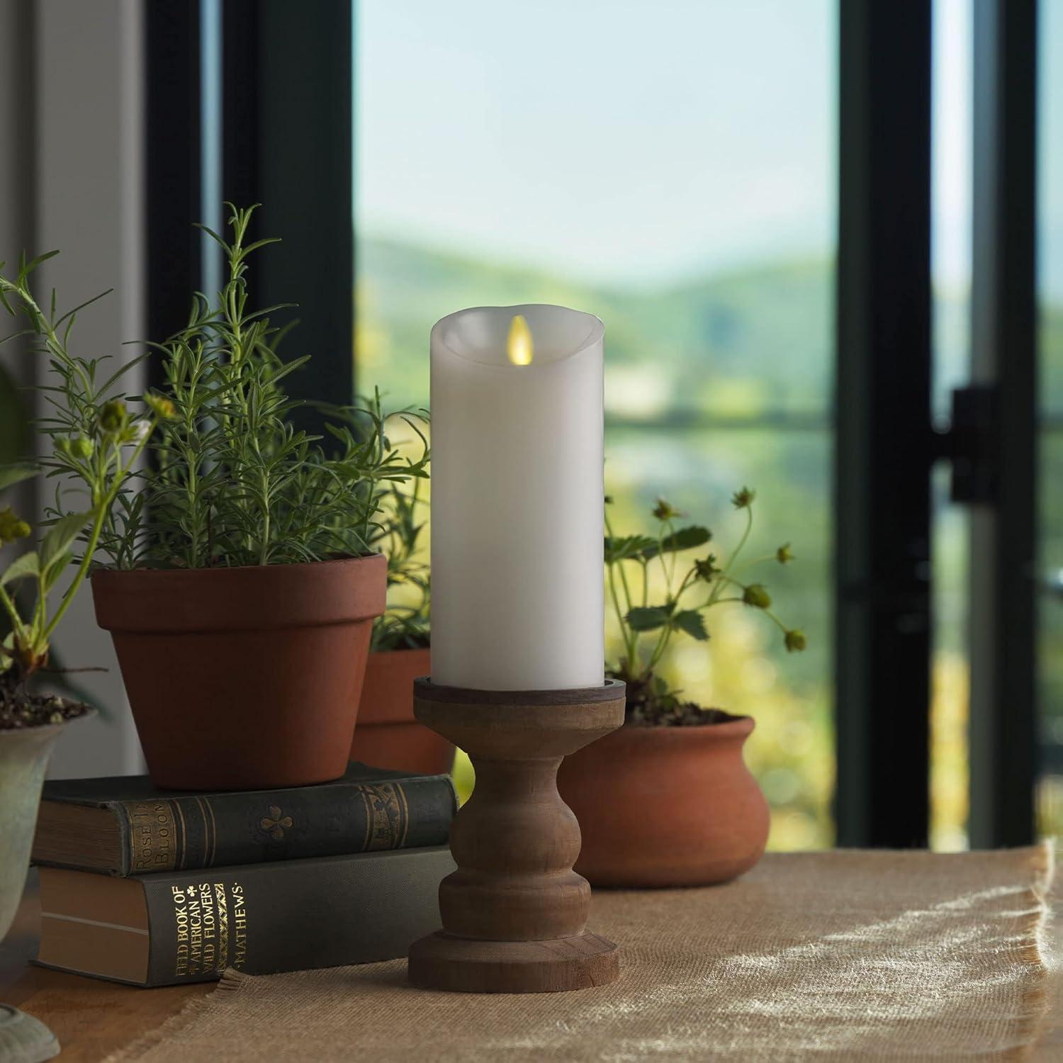 imageLuminara Flameless LED Pillar Candle wScalloped Edge 3quot x 6quot White Real Flame Technology Battery Operated wRemote Timer Function Paraffin Wax3x65inch