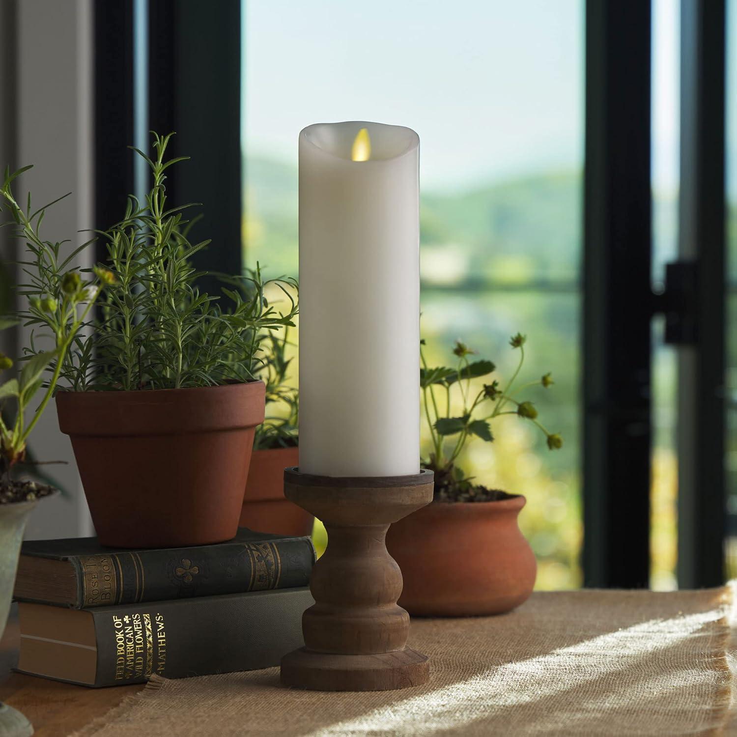 imageLuminara Flameless LED Pillar Candle wScalloped Edge 3quot x 6quot White Real Flame Technology Battery Operated wRemote Timer Function Paraffin Wax3x85inch