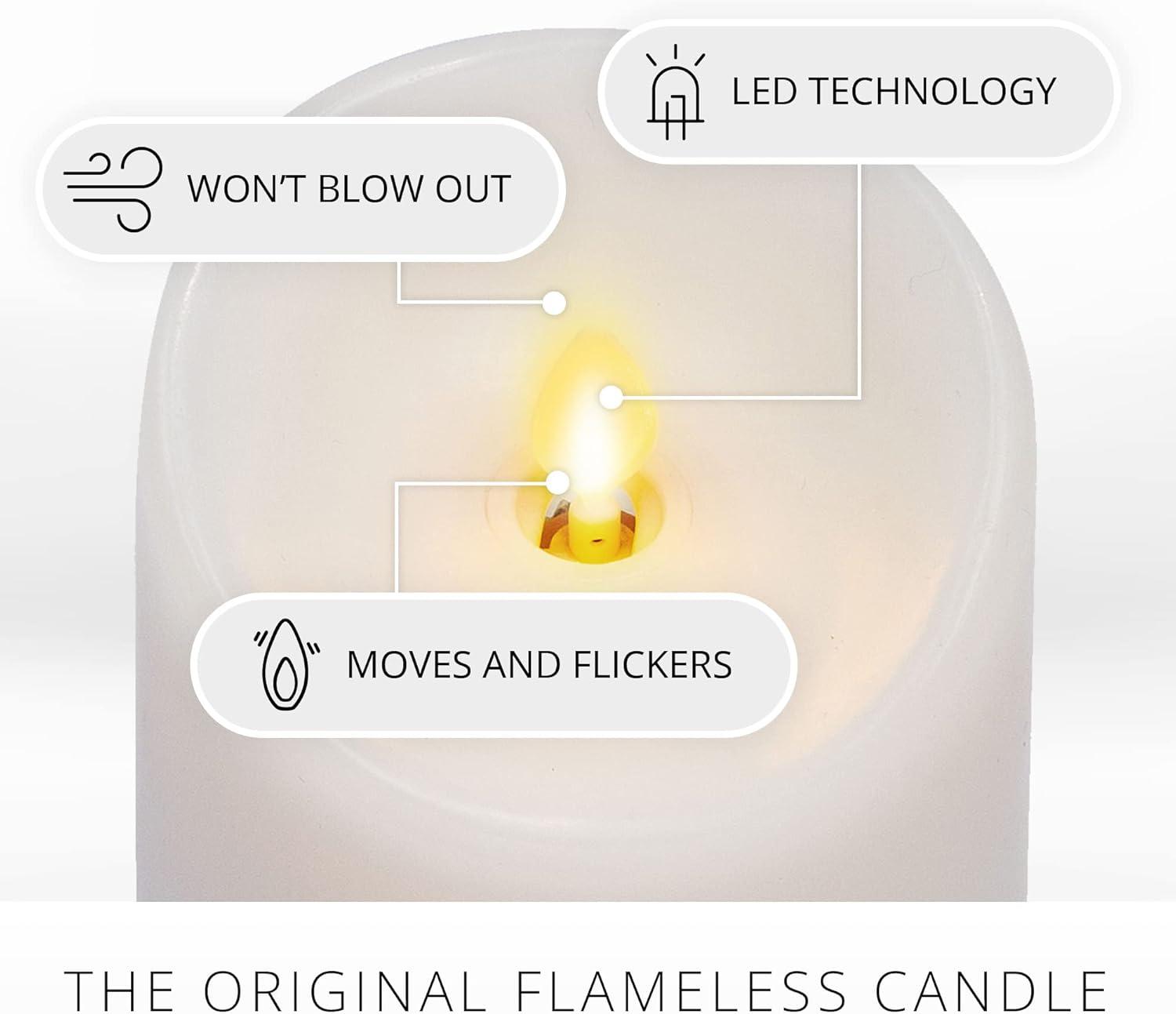 imageLuminara Flameless LED Pillar Candle wScalloped Edge 3quot x 6quot White Real Flame Technology Battery Operated wRemote Timer Function Paraffin Wax3x85inch