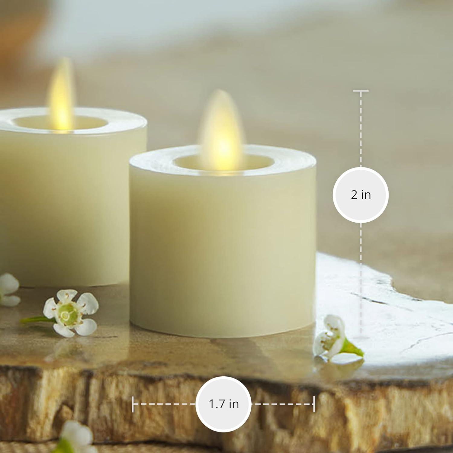 imageLuminara Flameless LED Tea Light Candle 14quot x 2quot Pack of 2 Birch Pearl Ivory Real Flame Battery Operated wRemote Timer Function Paraffin Wax2Pack Real Wax